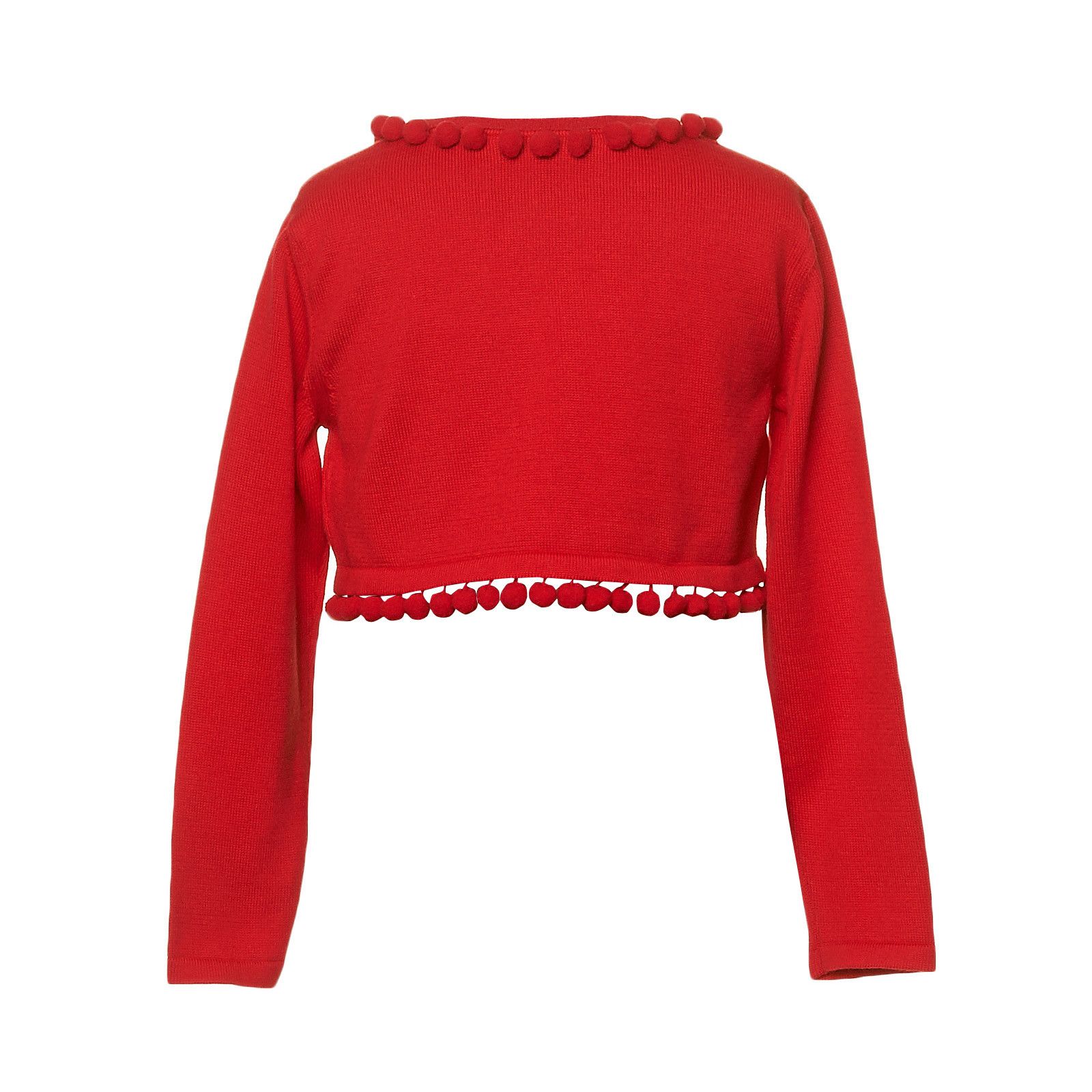 Girls Red Knitted Short Cardigan With Lace Collar - CÉMAROSE | Children's Fashion Store - 2