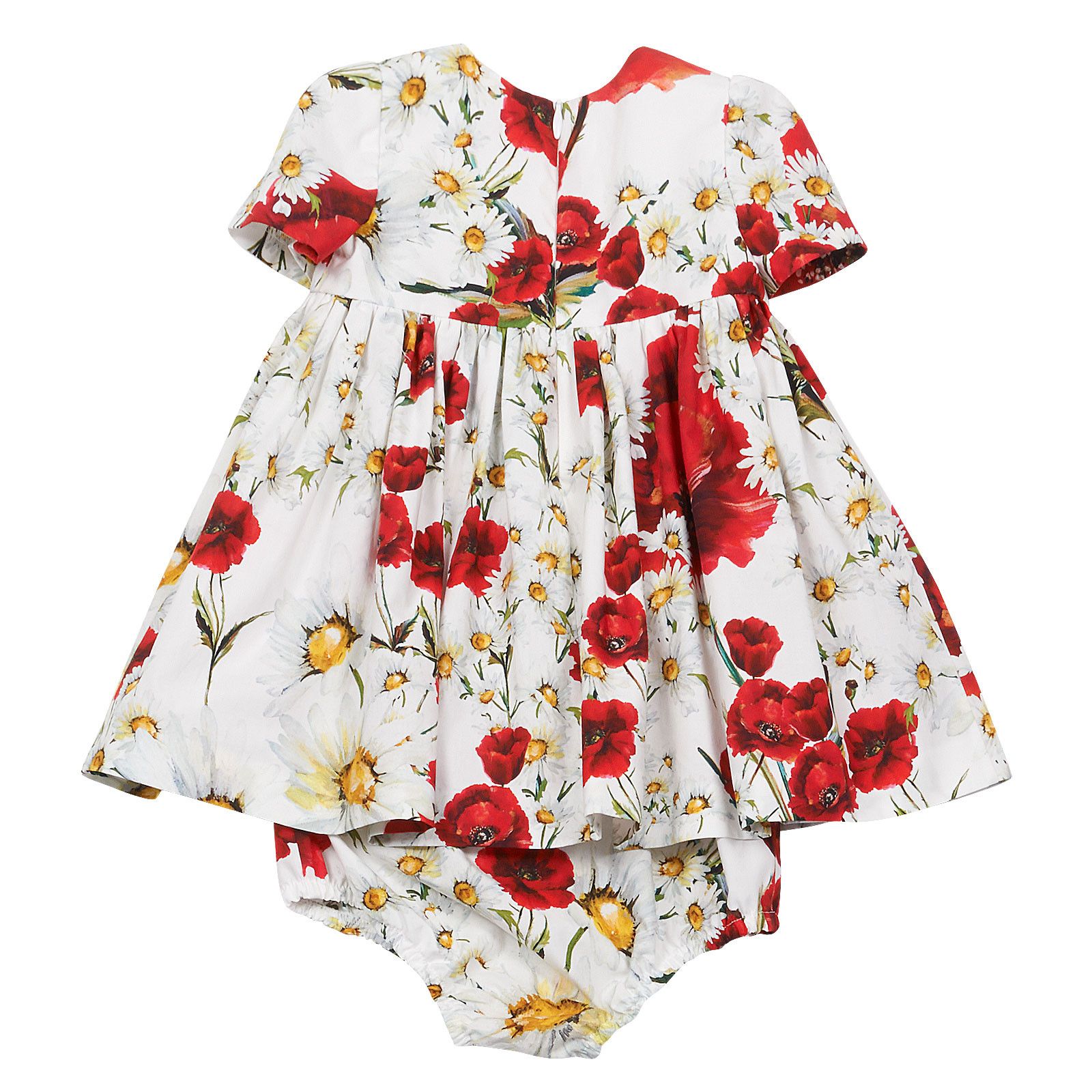 Baby Girls White Flower Printed Dress With Bodysuit - CÉMAROSE | Children's Fashion Store - 2