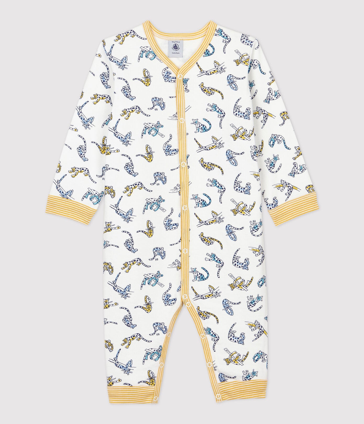 Baby Boys White Printed Cotton Babysuit