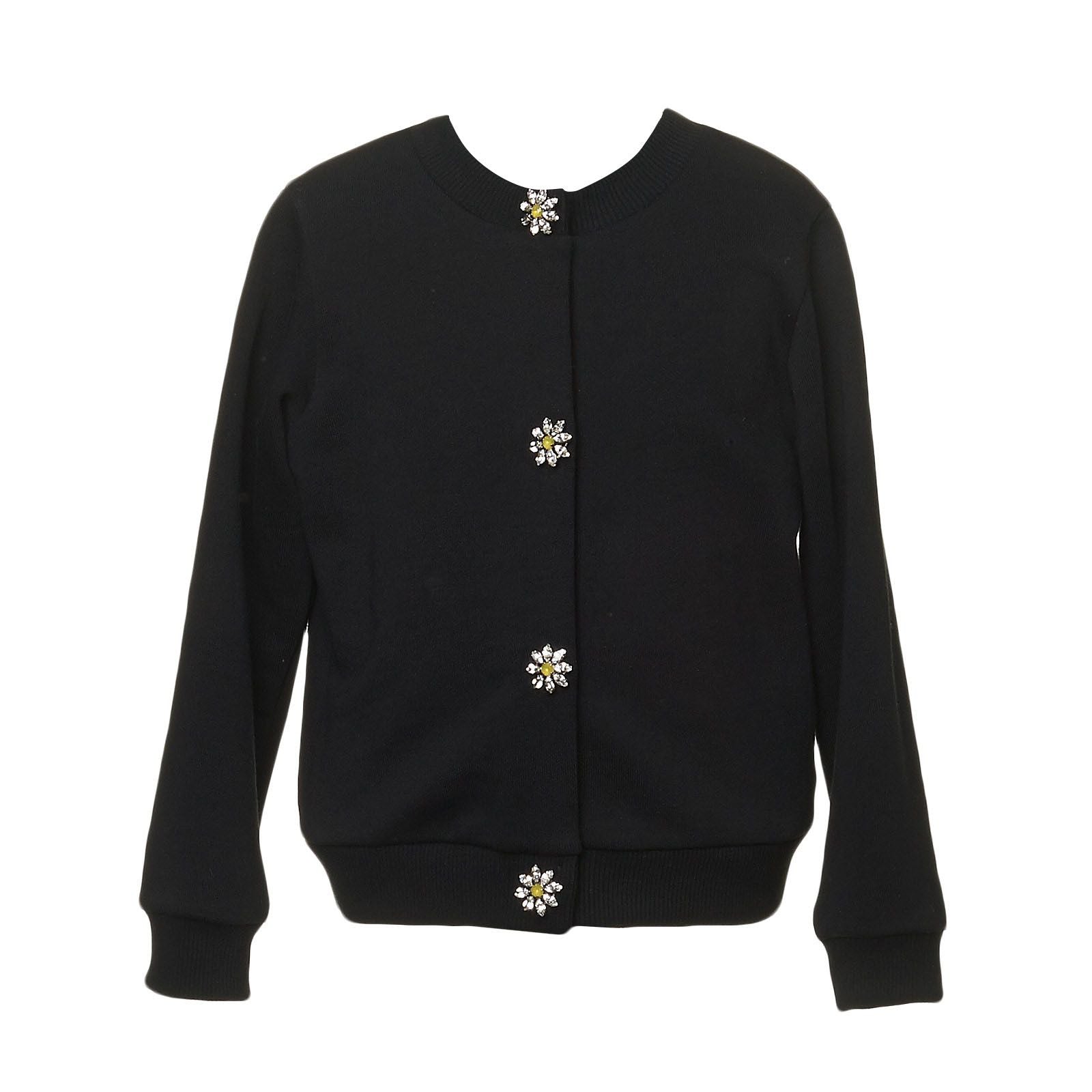 Girls Black Cardigan With Gem Buttons - CÉMAROSE | Children's Fashion Store - 1