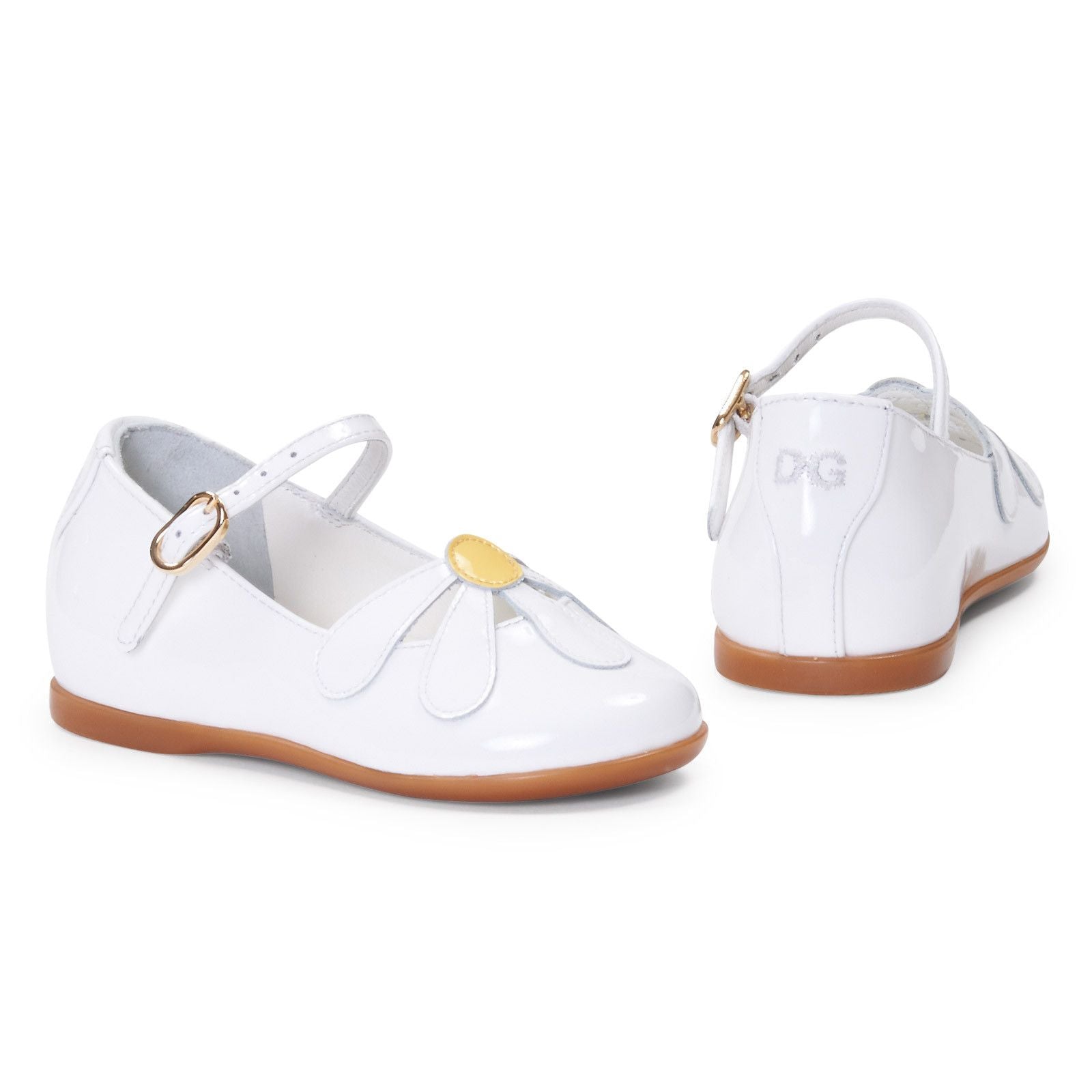 Baby Girls White Leather Sandal With White Patch Flower Trims - CÉMAROSE | Children's Fashion Store