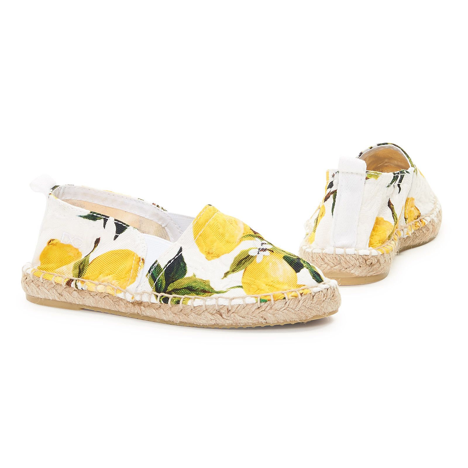 Girls White Lemons Printed Cotton Espadrille Shoes - CÉMAROSE | Children's Fashion Store