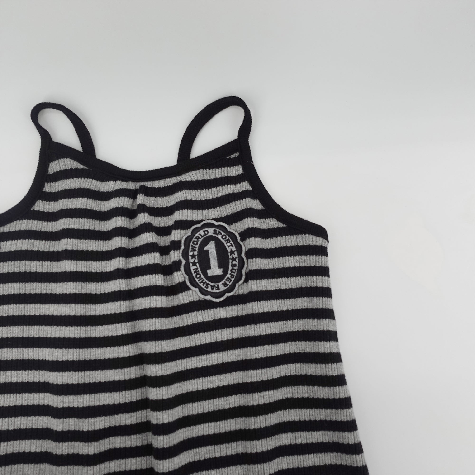 Girls Black Stripes Cotton Dress
