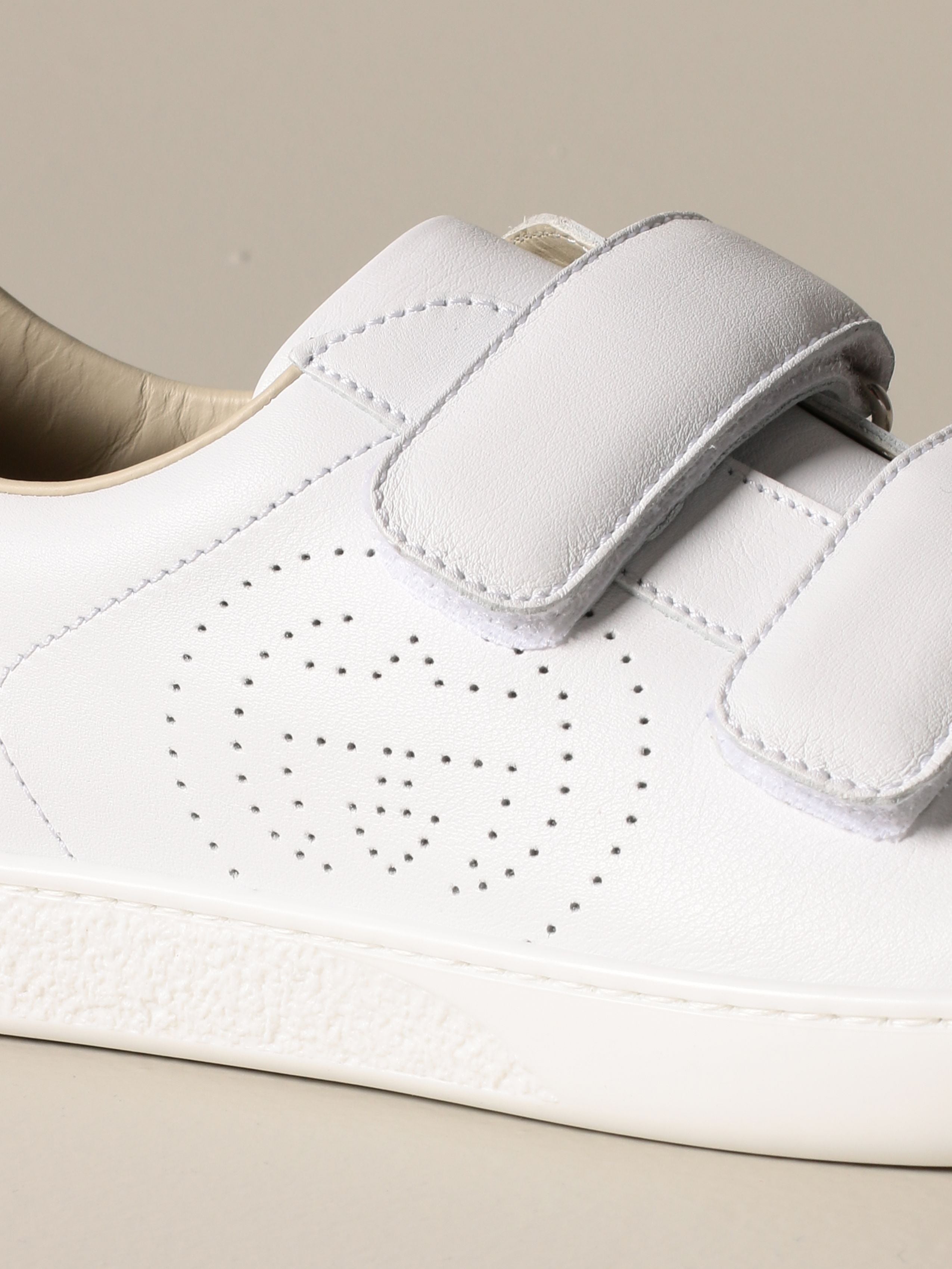 Boys & Girls White Calf Skin Sneakers