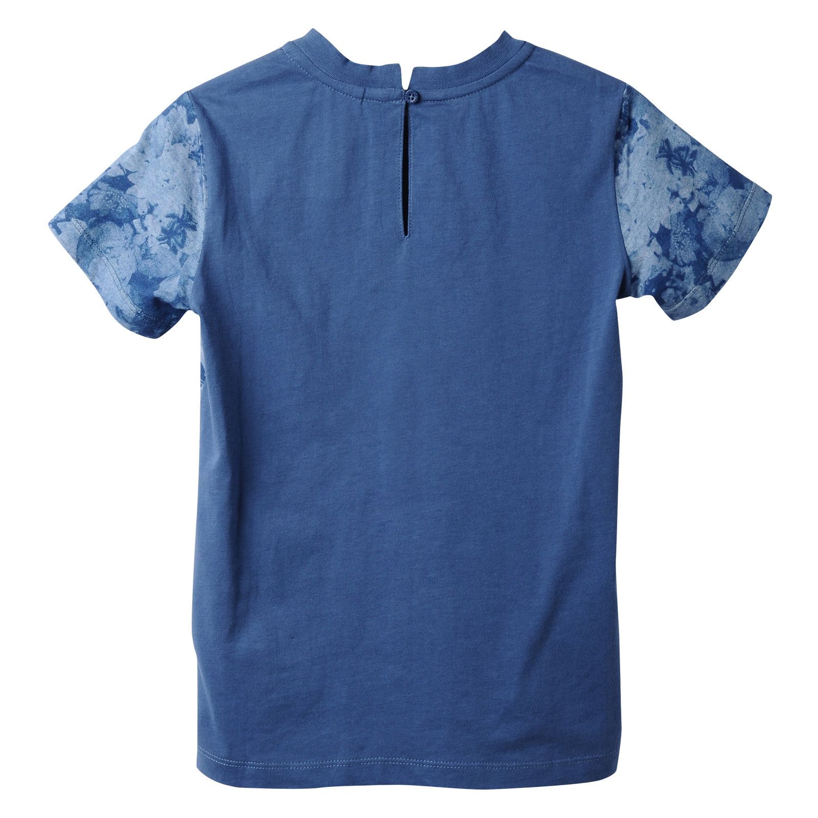 Girls Blue Flower Printed Cotton T-Shirt - CÉMAROSE | Children's Fashion Store - 2