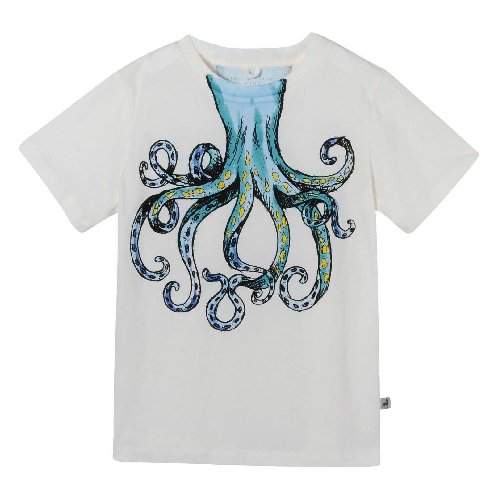 Boys White Cotton T-Shirt With Colorful Octopus Print - CÉMAROSE | Children's Fashion Store - 1