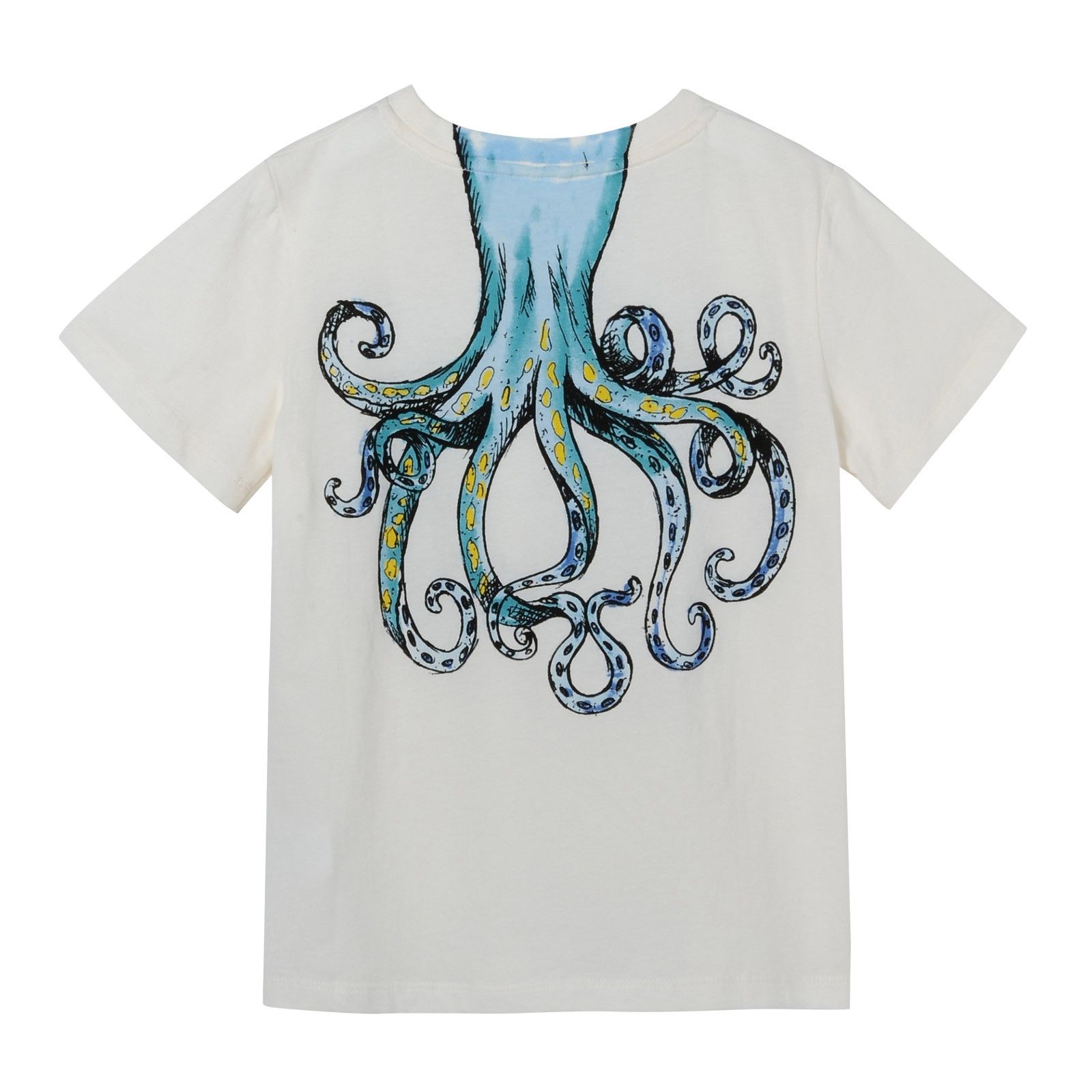 Boys White Cotton T-Shirt With Colorful Octopus Print - CÉMAROSE | Children's Fashion Store - 2