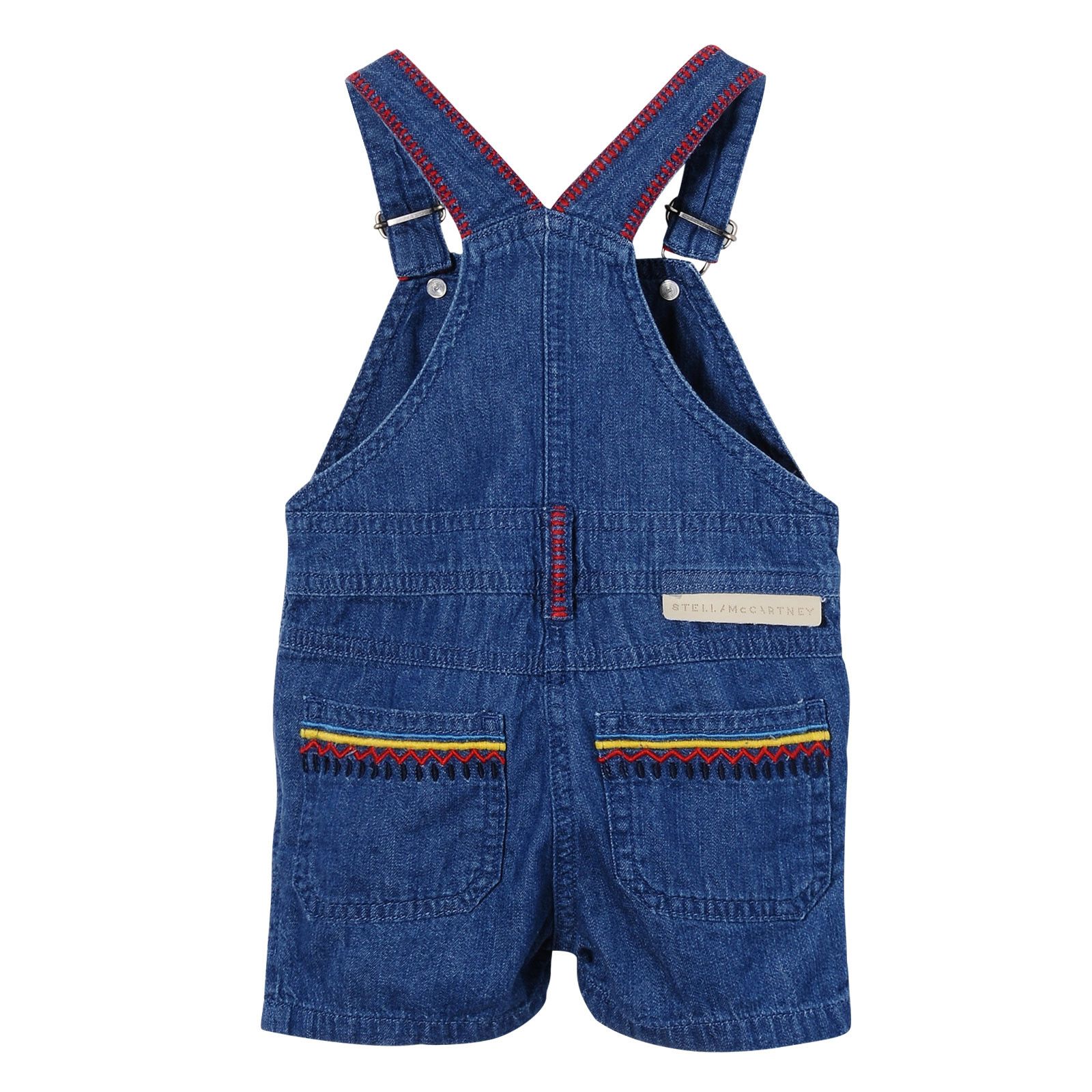 Baby Blue Cotton Denim Zig Zag Printed Trims Romper - CÉMAROSE | Children's Fashion Store - 3