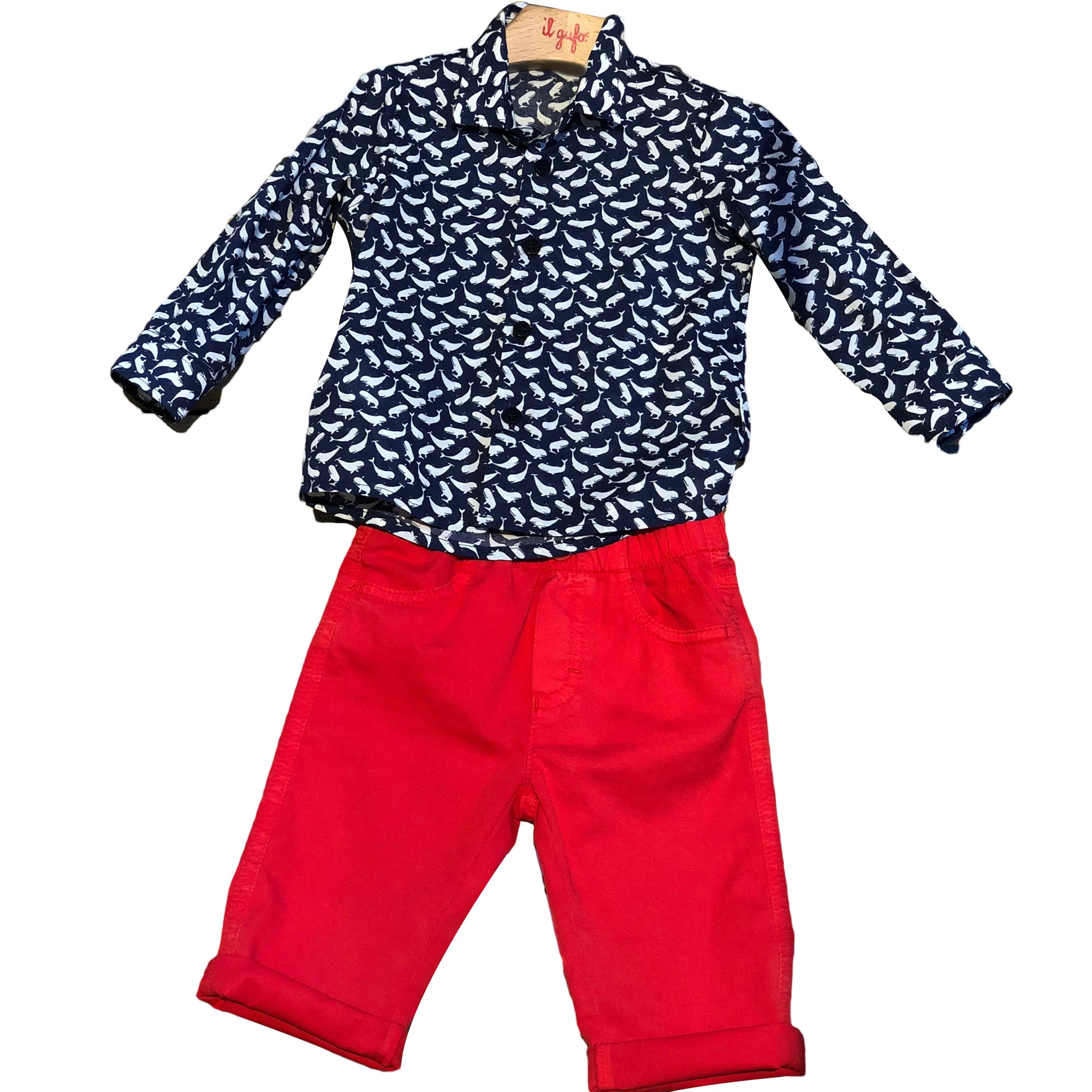 Baby Boys Dark Blue Cotton Shirt