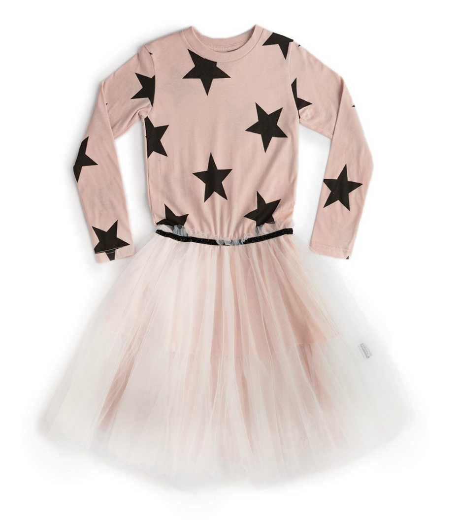 Robe rose à étoiles pour filles