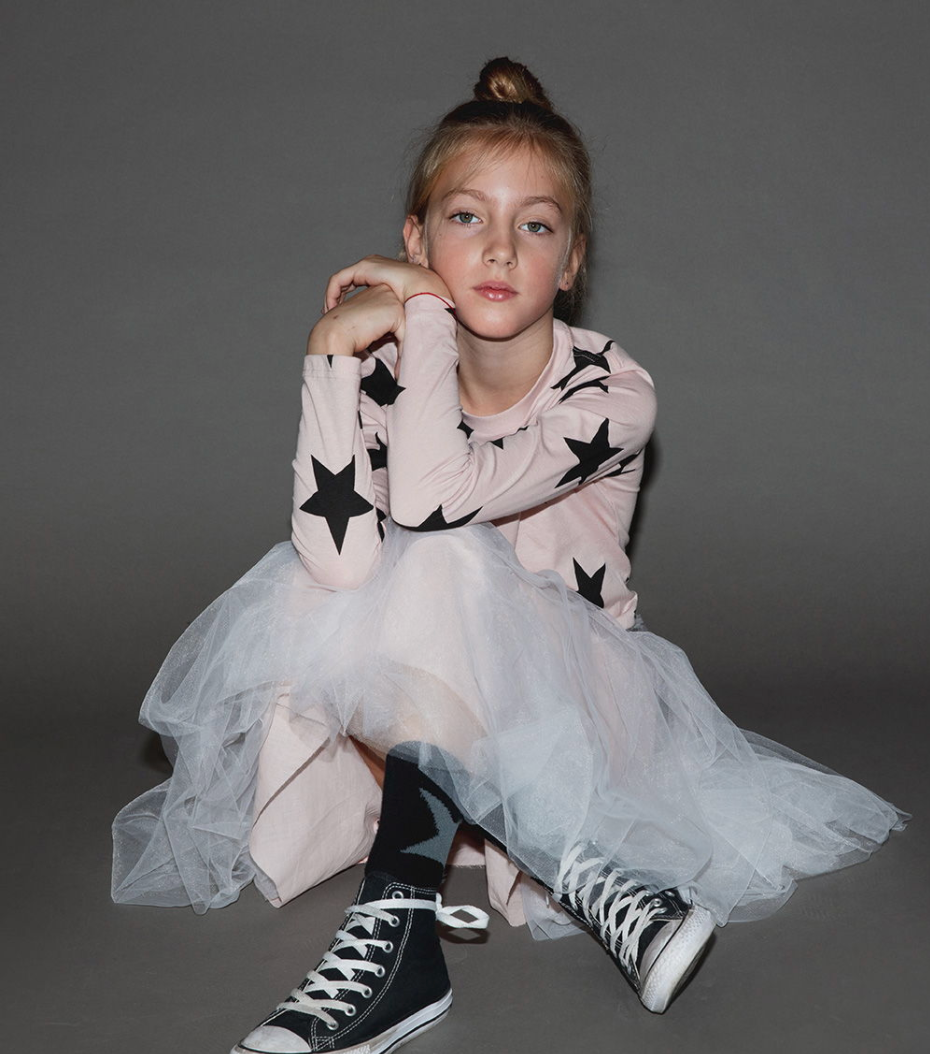 Robe rose à étoiles pour filles