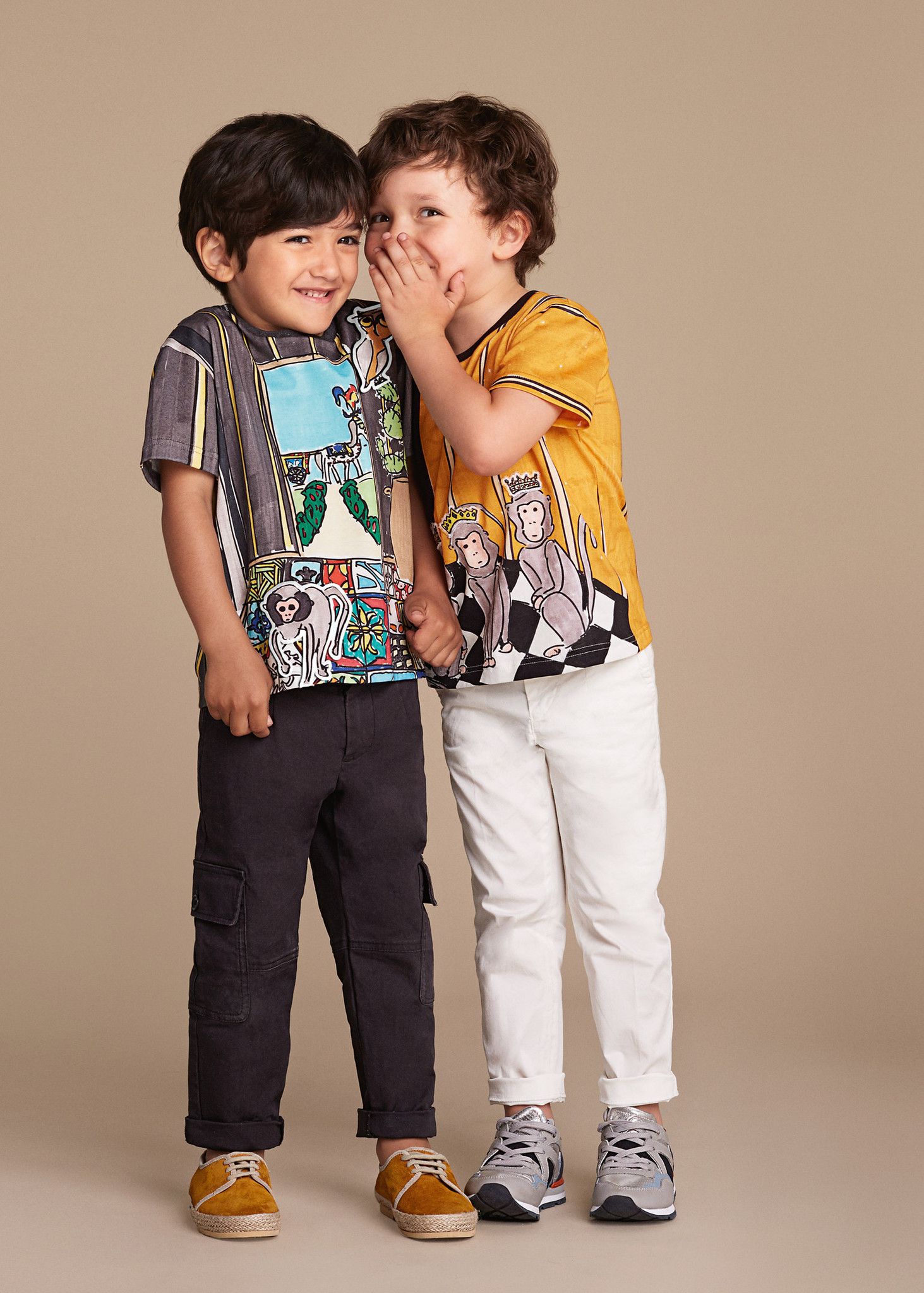 Baby Boys Yellow&Black Monkey Printed Cotton T-Shirt - CÉMAROSE | Children's Fashion Store - 2