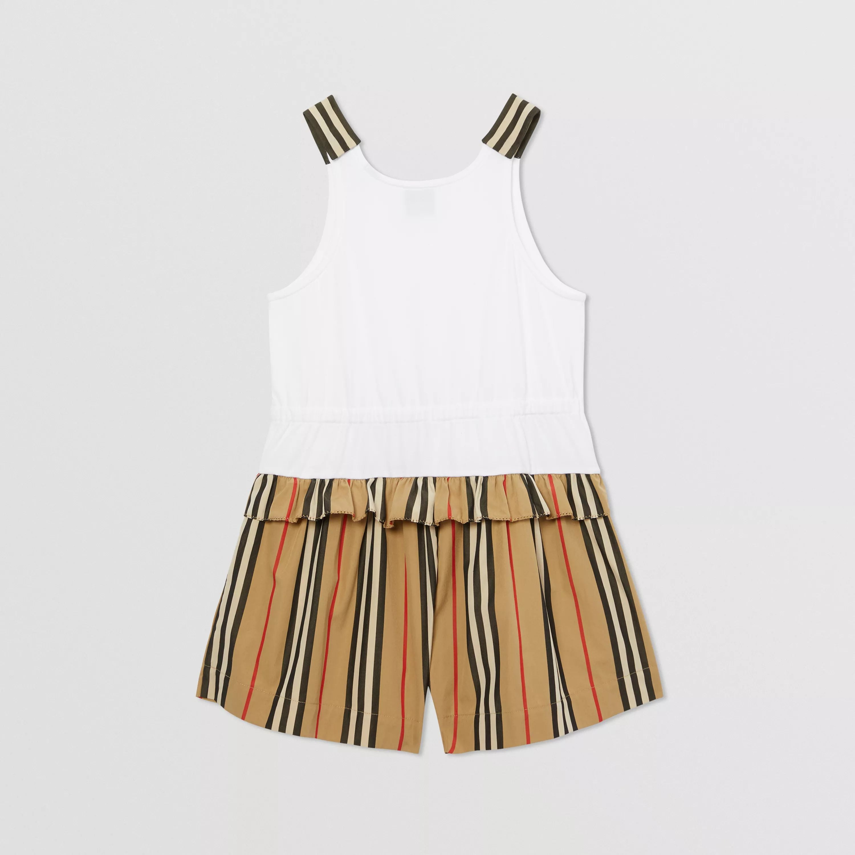 Combinaison en coton à logo blanche et beige pour fille