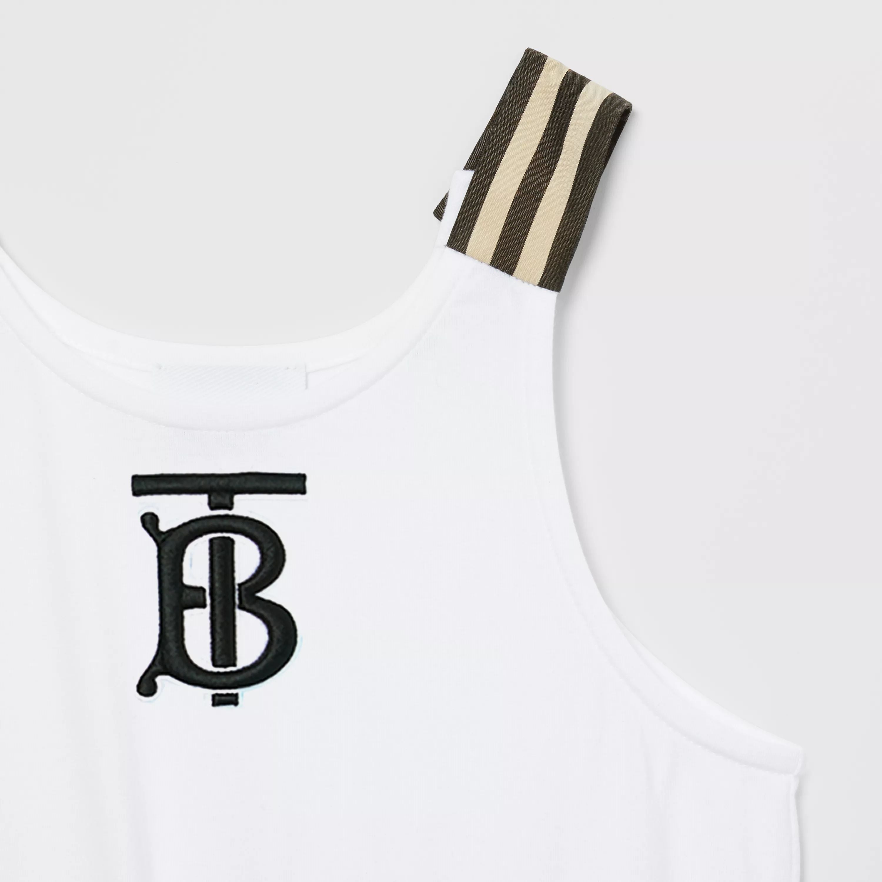 Combinaison en coton à logo blanche et beige pour fille