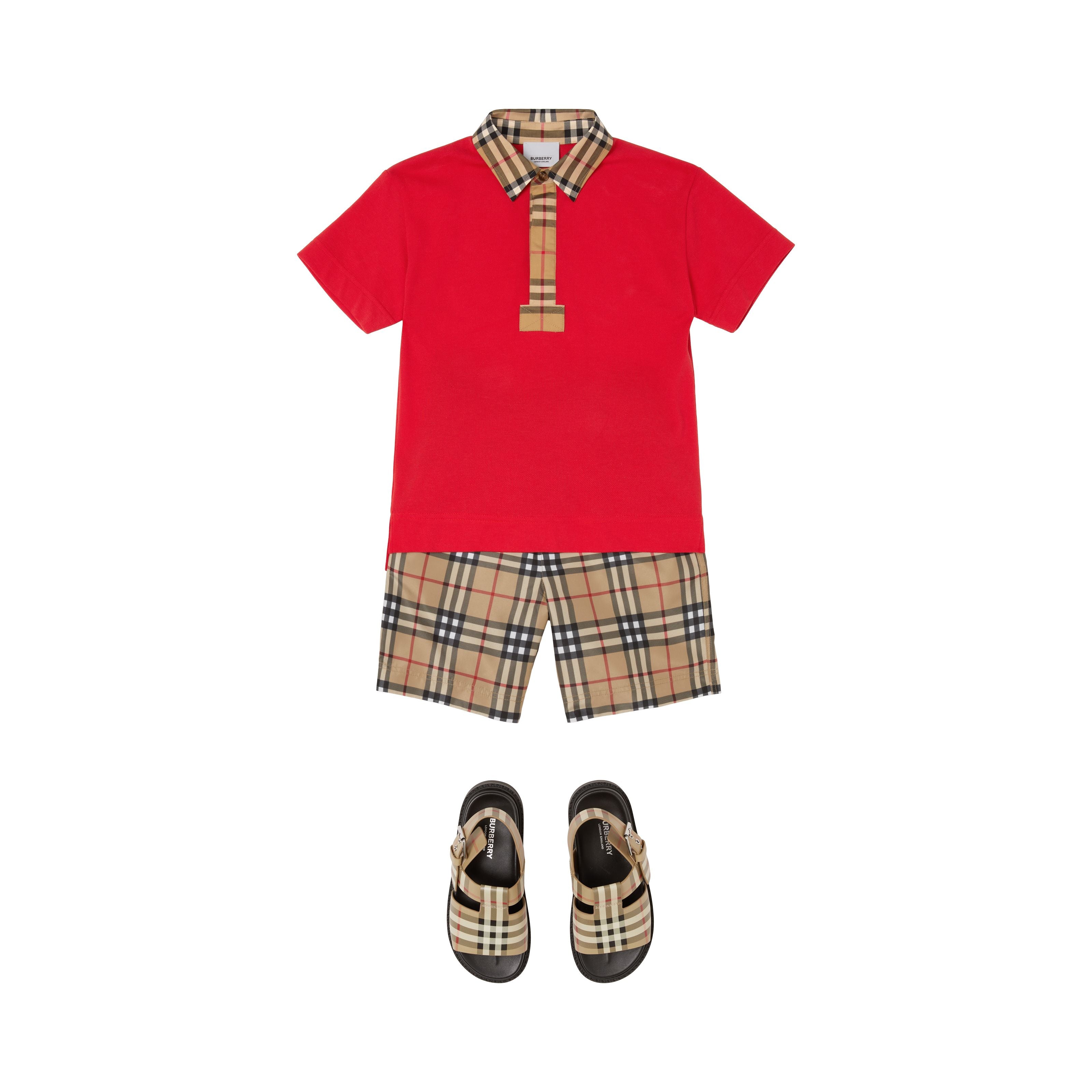 Boys Beige Check Swim Shorts
