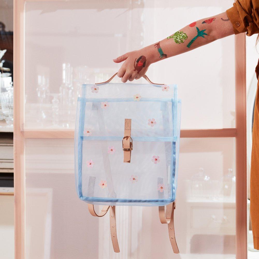 Sac à dos en maille à fleurs à sequins