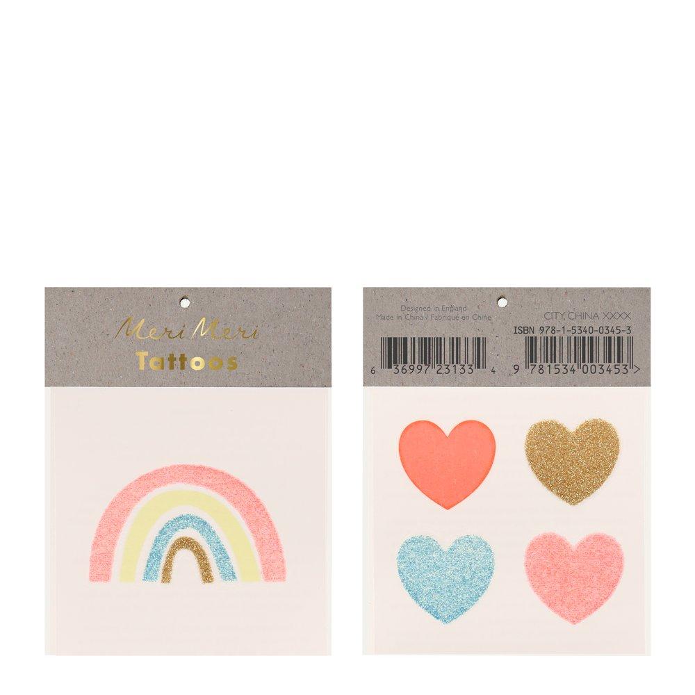 Rainbow & Hearts Small Tattoos (Set of 2)