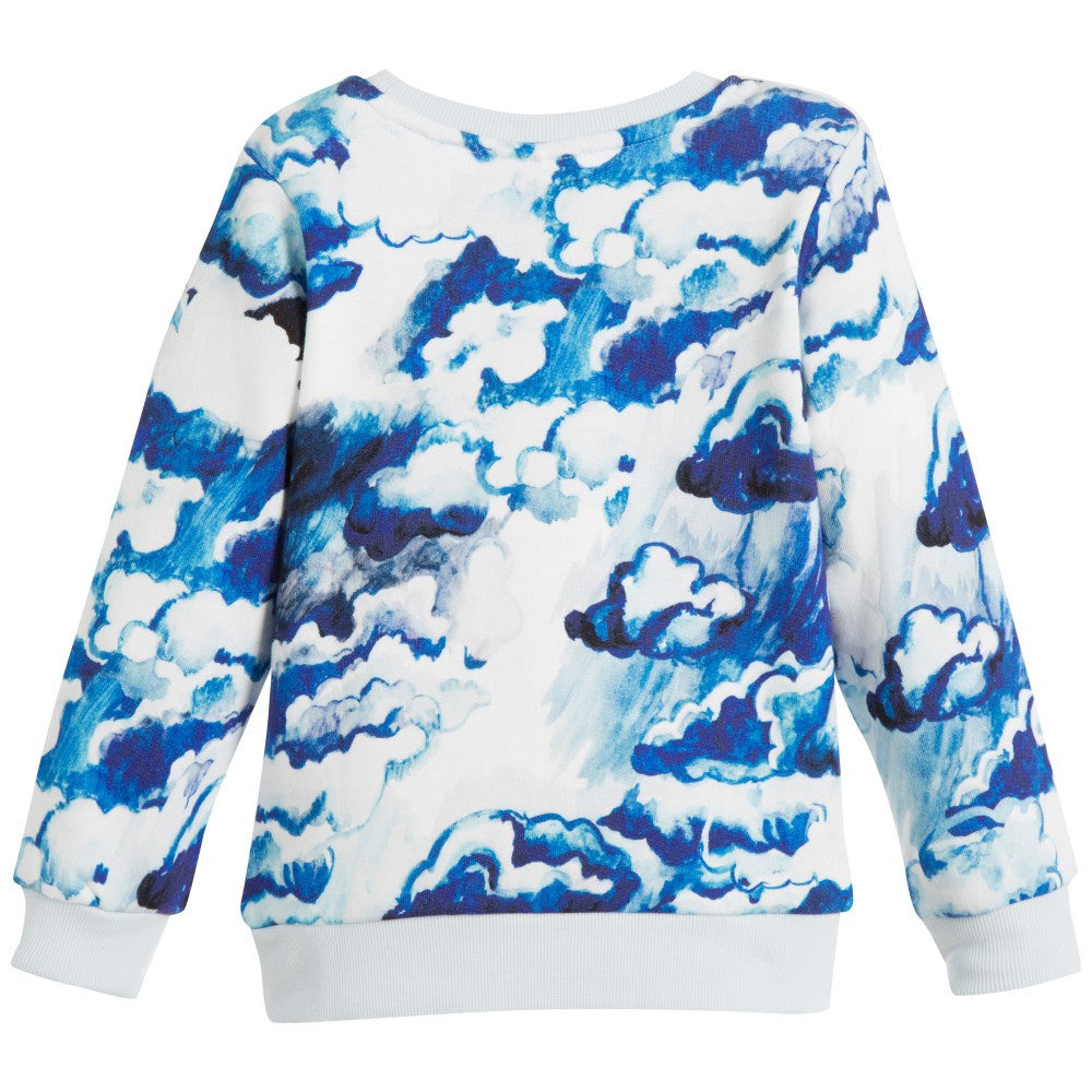 Girls Dark Blue Seas Of Clouds Printed Sweatshirt - CÉMAROSE | Children's Fashion Store - 3