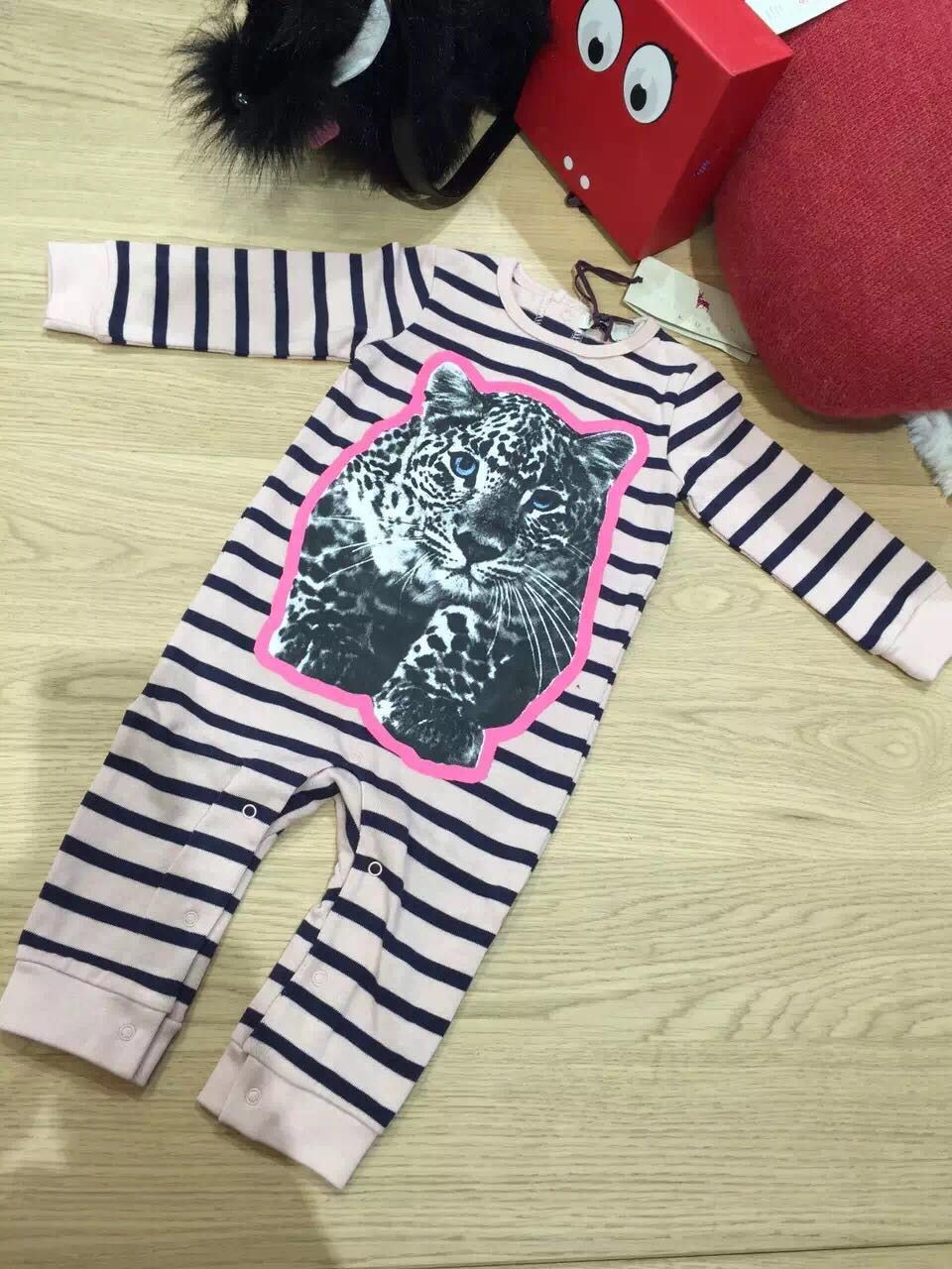 Ted Baby Navy Blue&Pink Striped Leopard Babygrow - CÉMAROSE | Children's Fashion Store