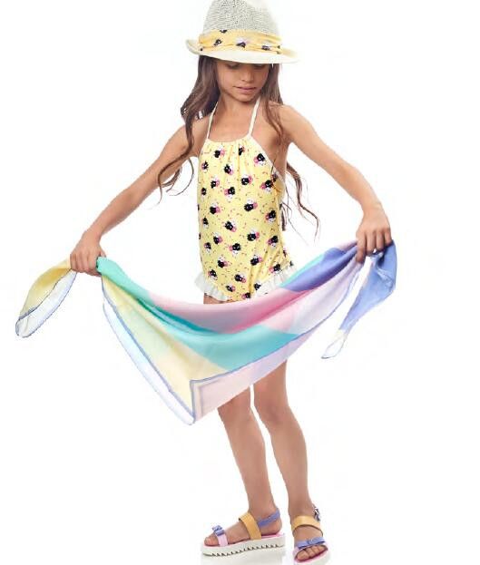 Girls Multicolor Printed Cotton Scarf - CÉMAROSE | Children's Fashion Store - 2