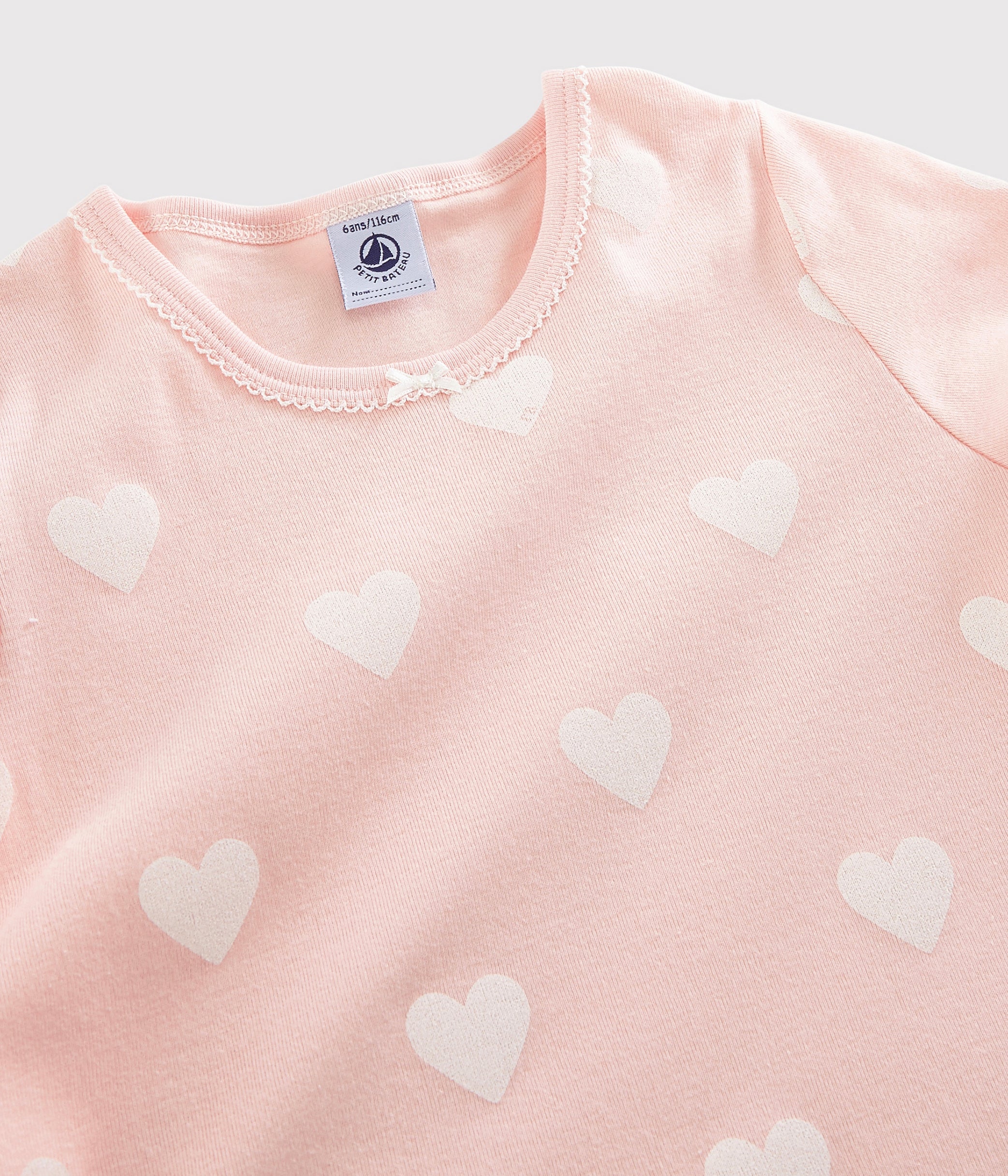 Ensemble de pyjama en coton rose cœur pour fille