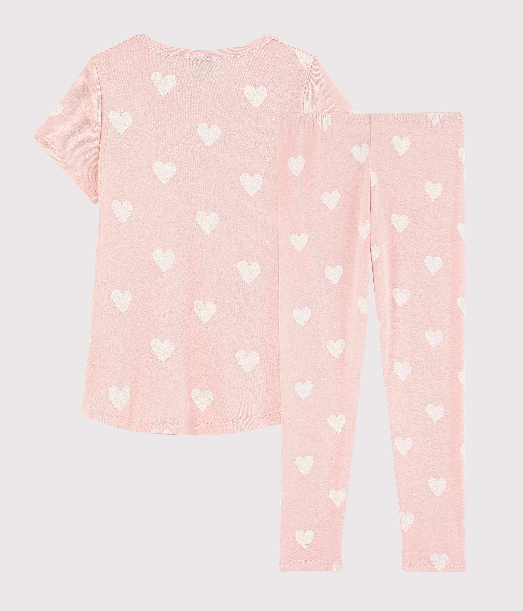 Ensemble de pyjama en coton rose cœur pour fille