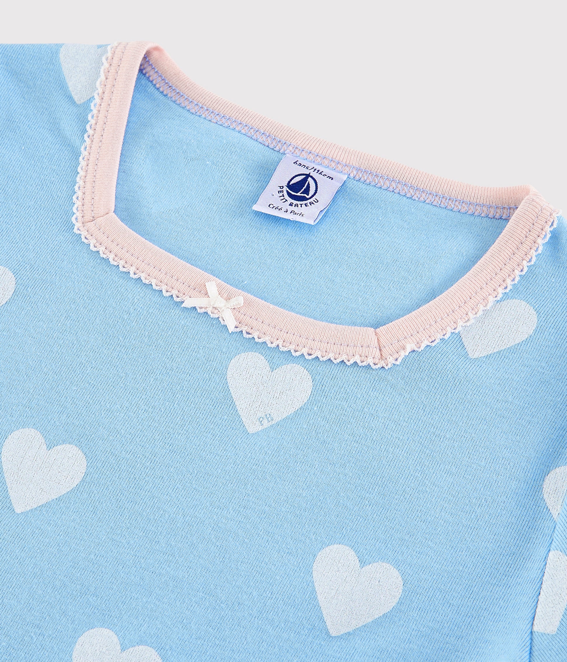 Pyjama de nuit en coton avec cœurs bleus pour filles