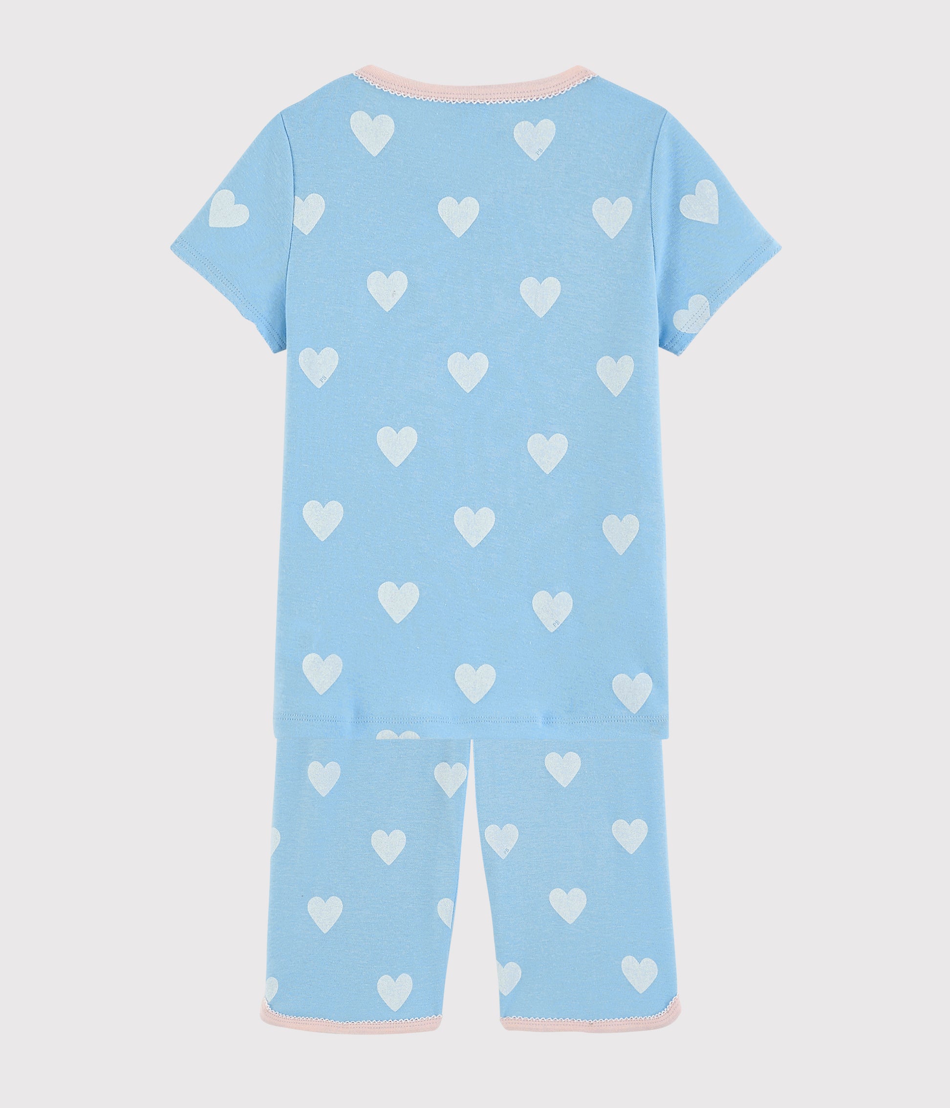 Pyjama de nuit en coton avec cœurs bleus pour filles