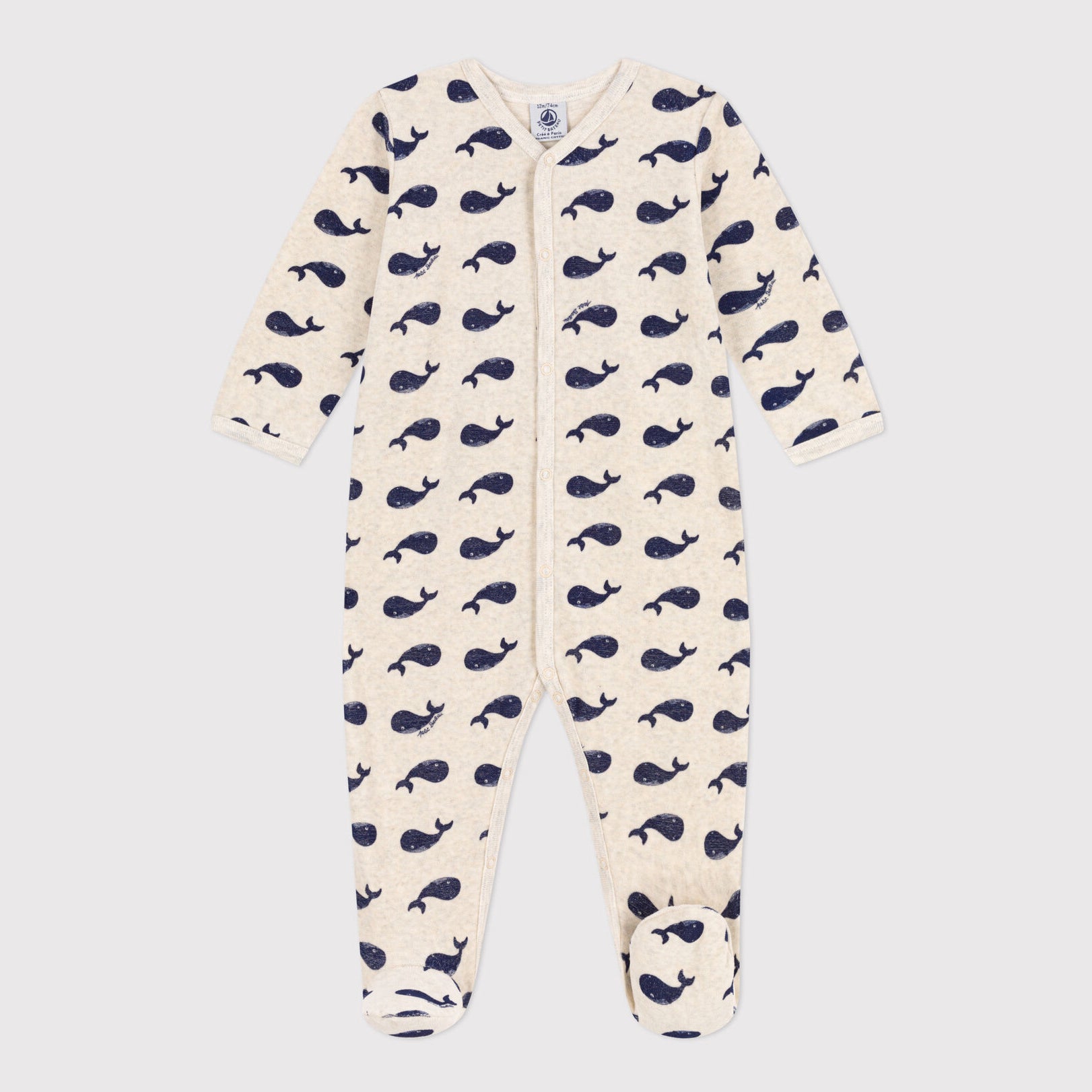Baby Boys & Girls Light Grey Cotton Babysuit