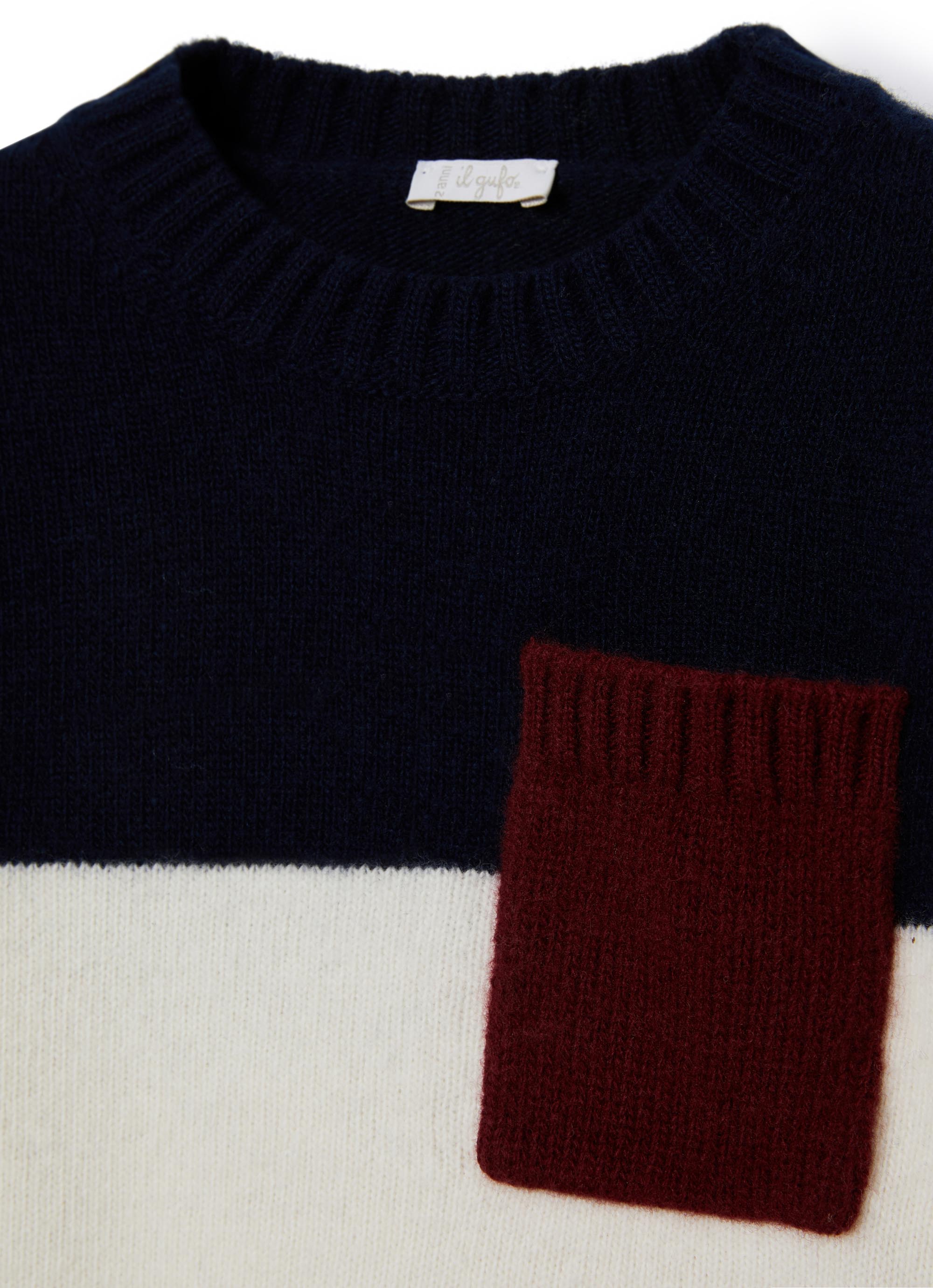 Boys Navy Blue & Milk Virgin Wool Jumper