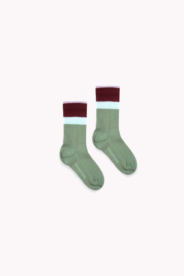 Boys & Girls Green Striped Cotton Socks