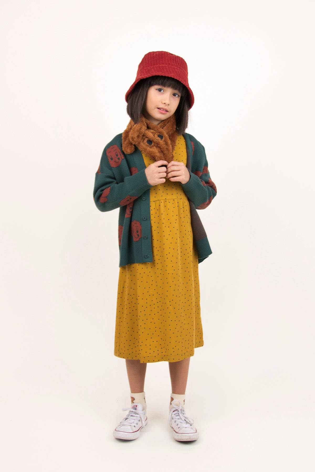 Girls Mustard Dots Dress