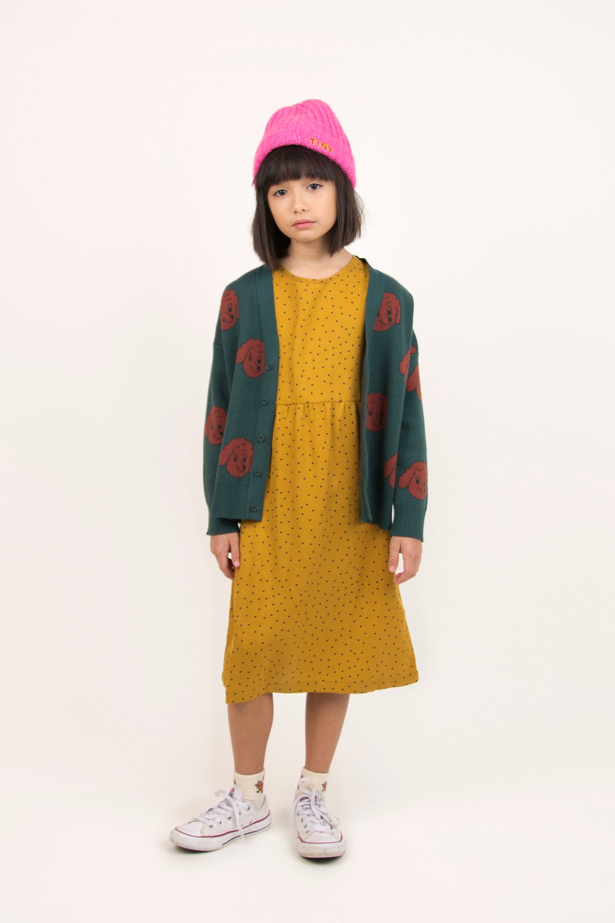 Girls Mustard Dots Dress