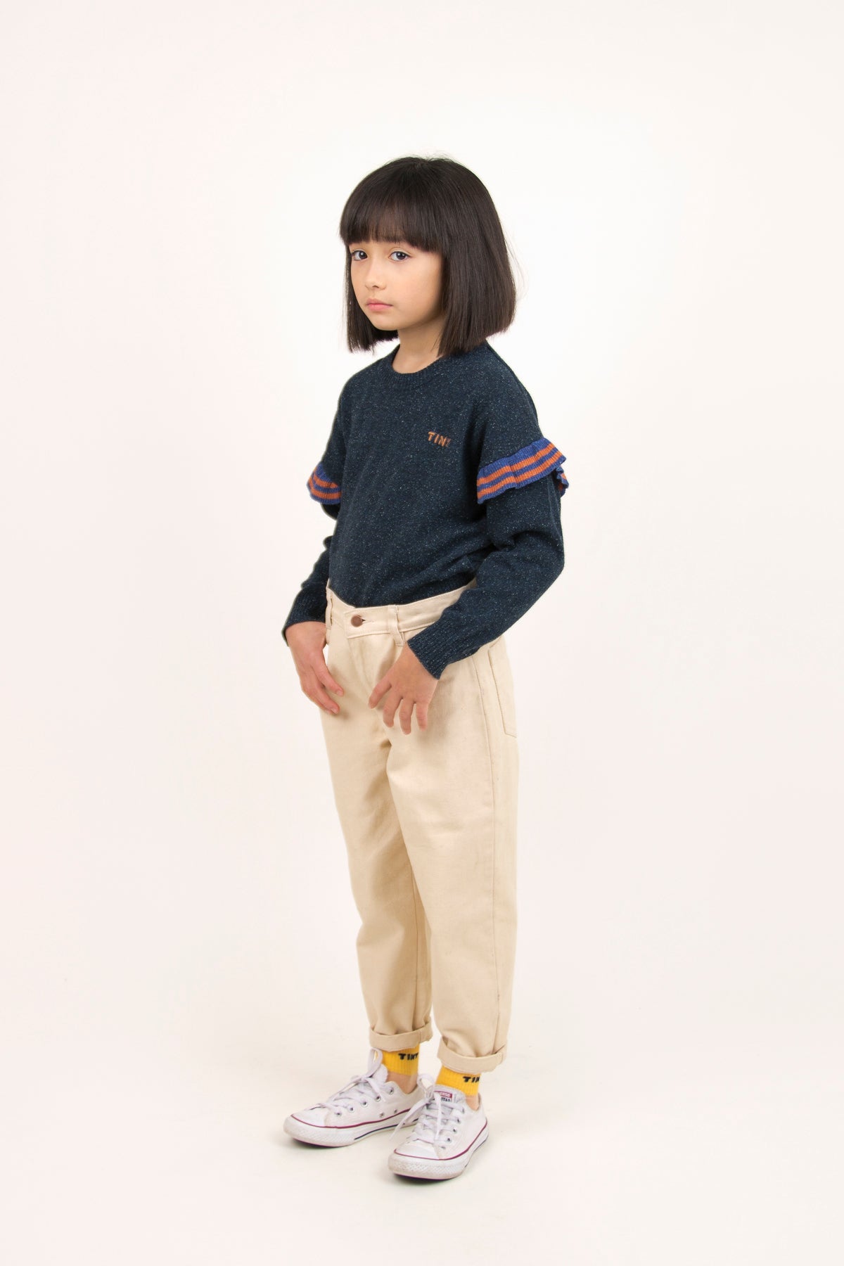 Boys & Girls Cream Solid Baggy Cotton Pants