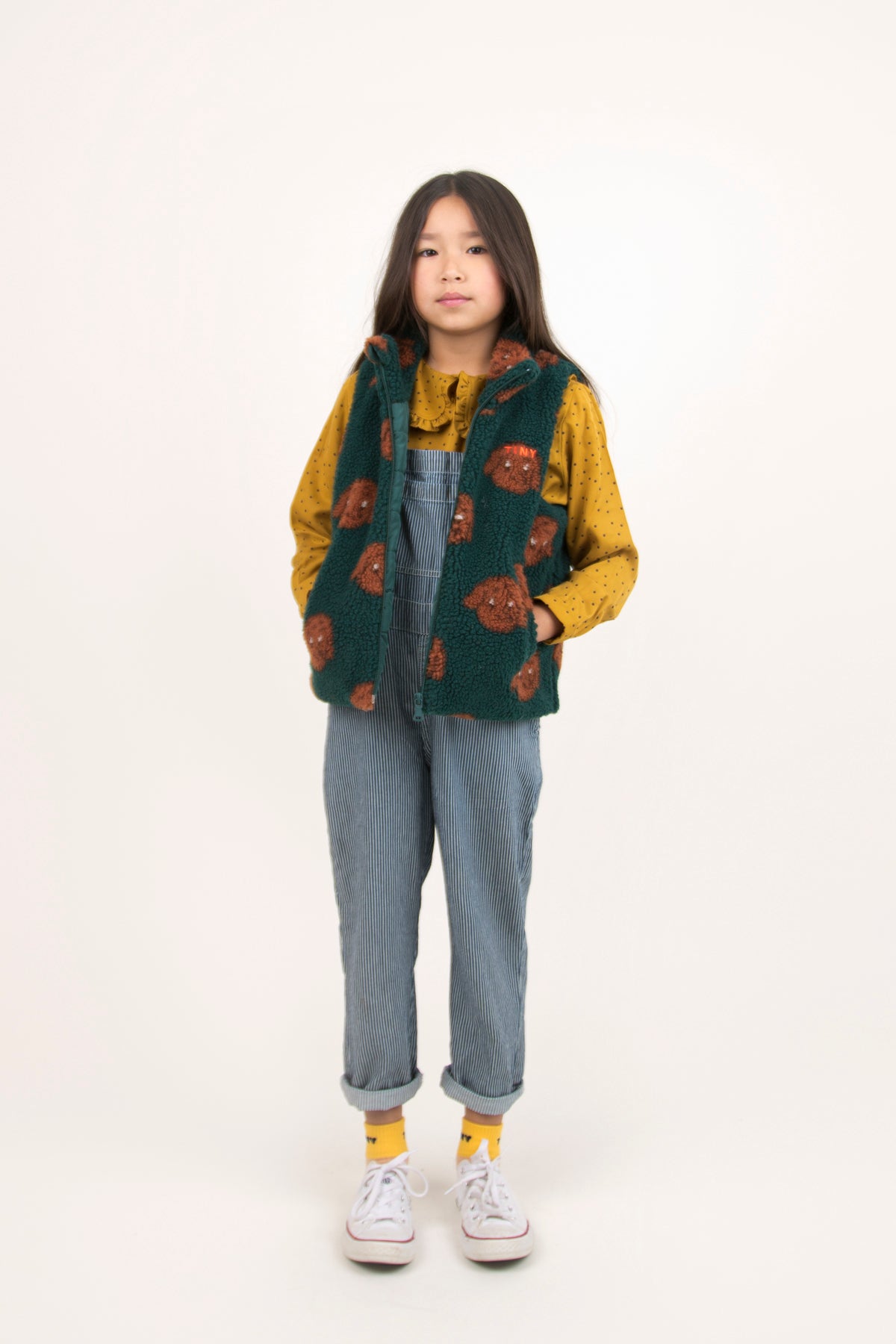 Boys & Girls Dark Green Dog Sherpa Vest