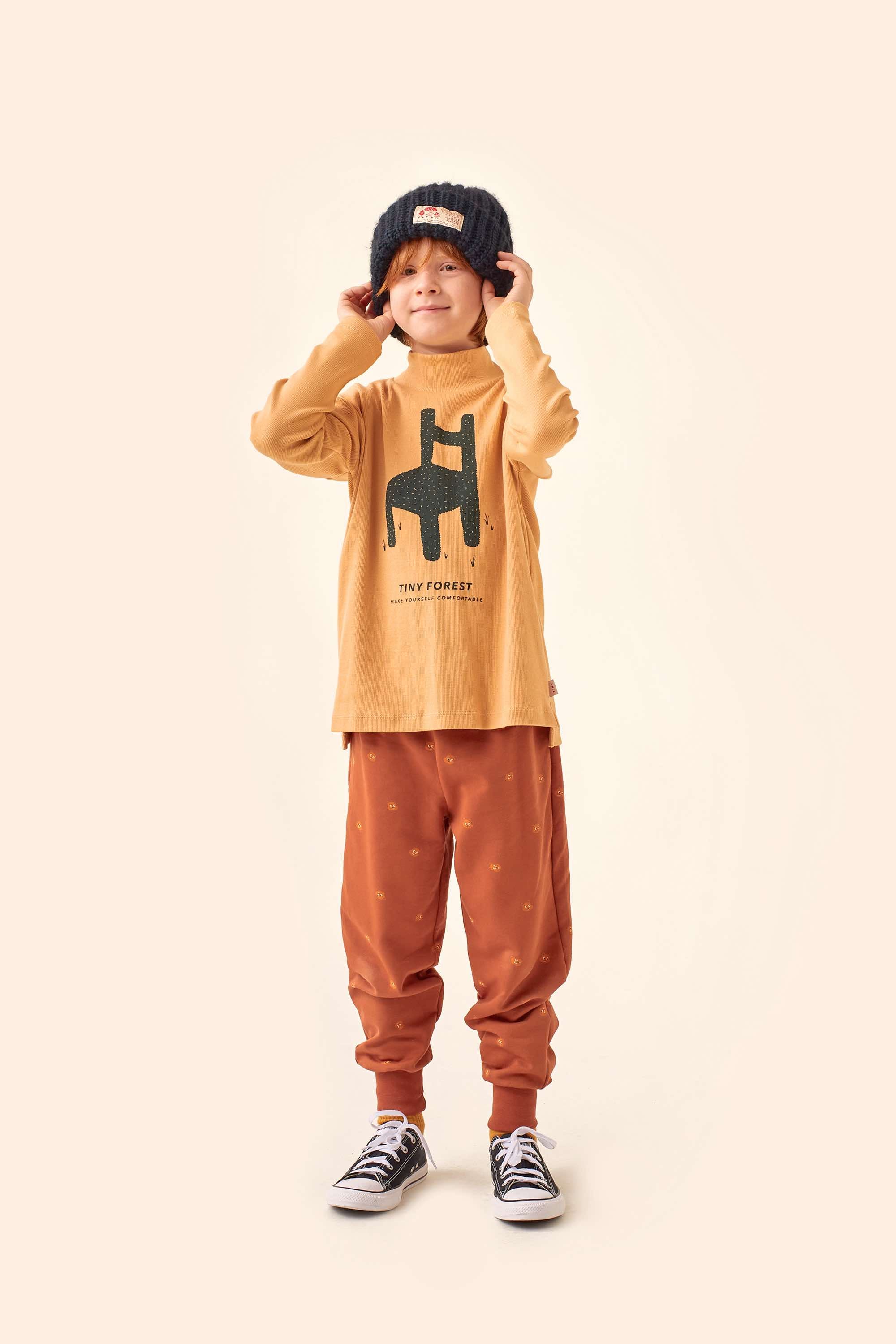 Boys & Girls Beige Printed Cotton T-Shirt