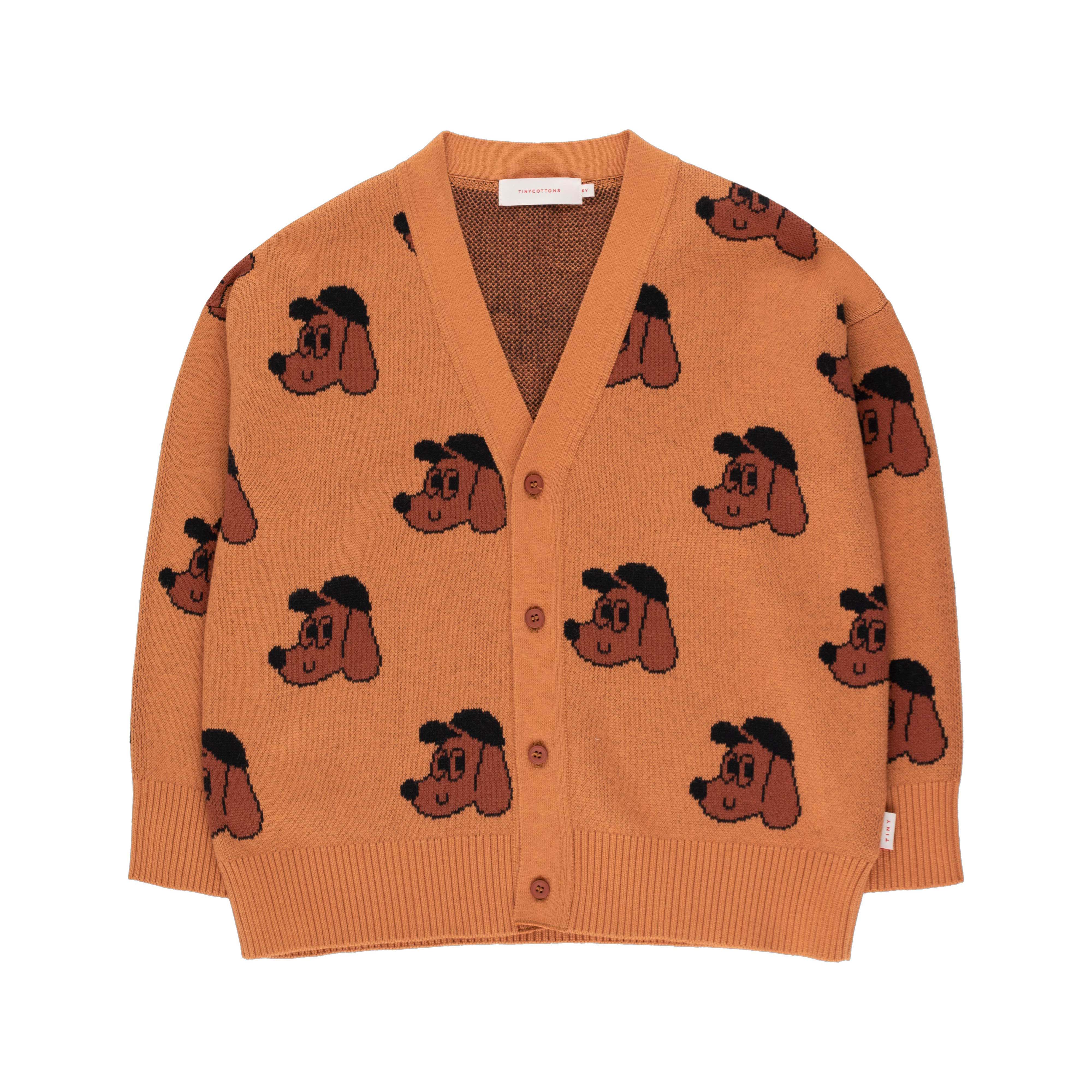 Boys & Girls Brown Dogs Printed Cardigan