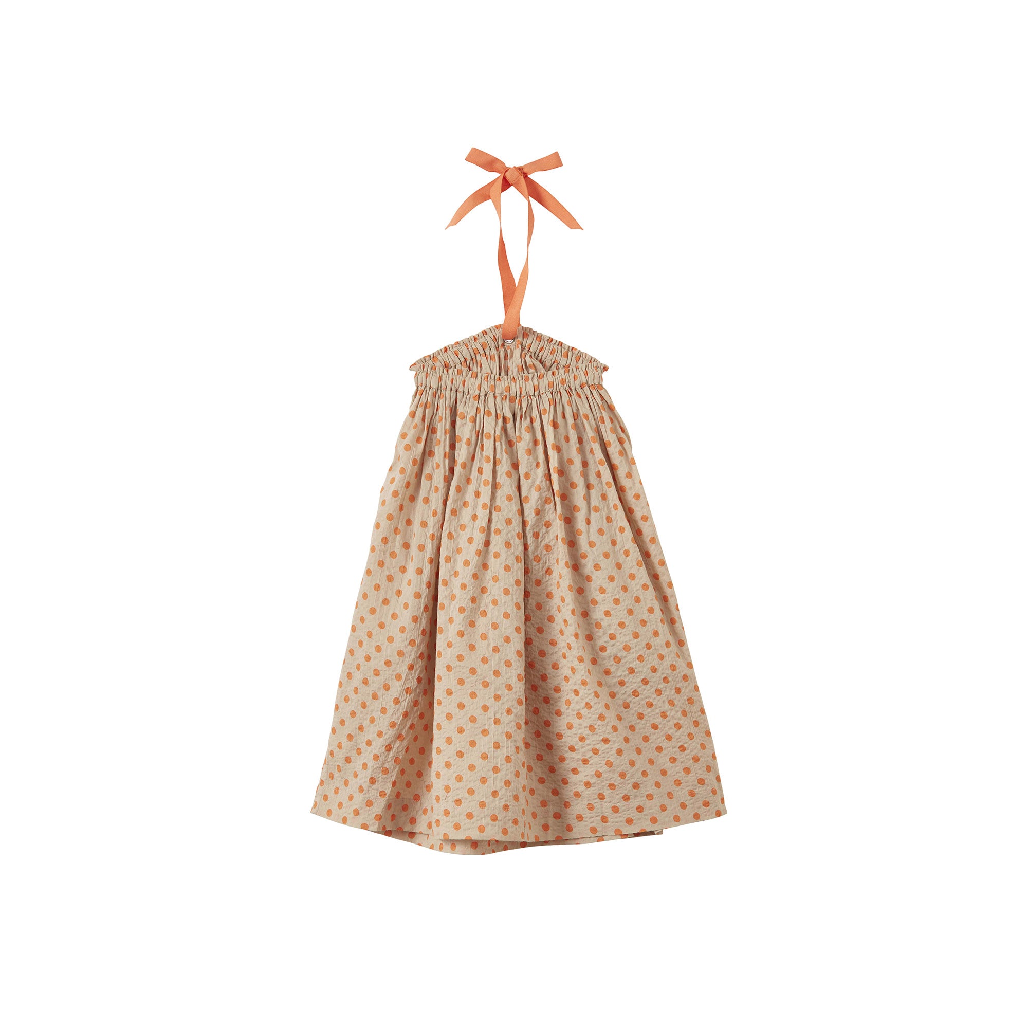 Girls Orange Dots Cotton Dress