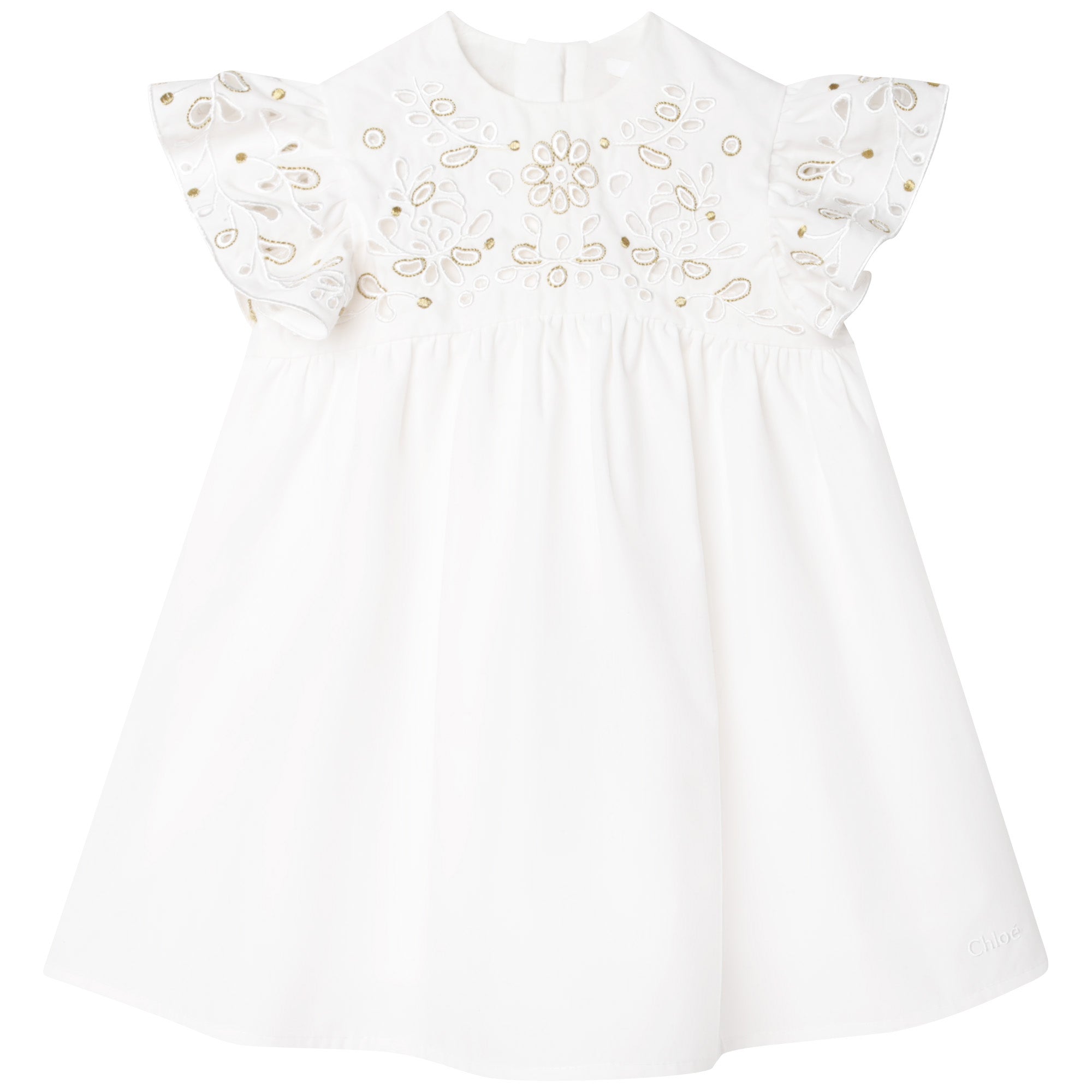 Baby Girls White Embroidered Cotton Dress