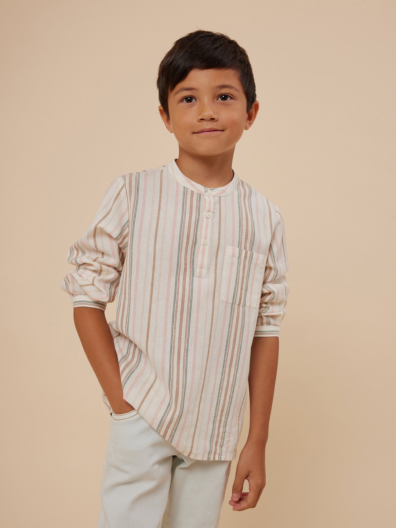 Boys Multicolor Stripes Cotton Shirt