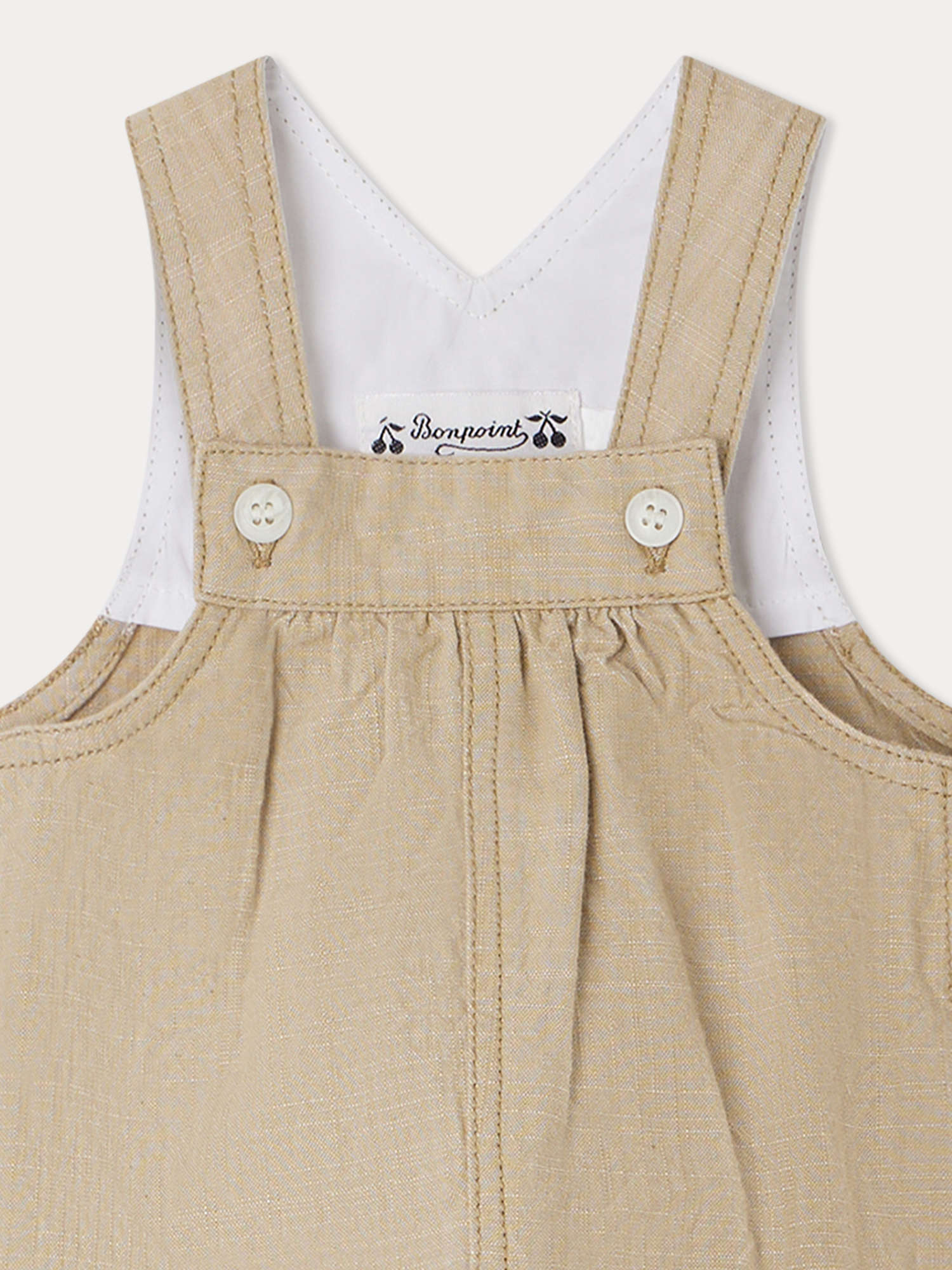 Baby Boys & Girls Beige Cotton Babysuit