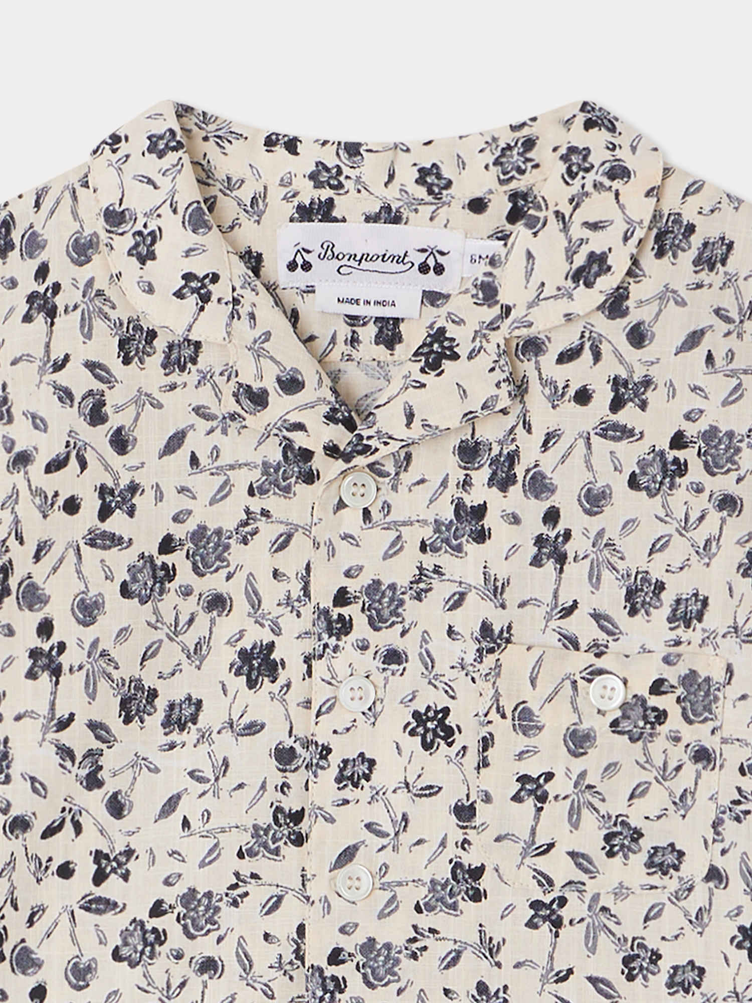 Baby Boys Grey Floral Cotton Shirt