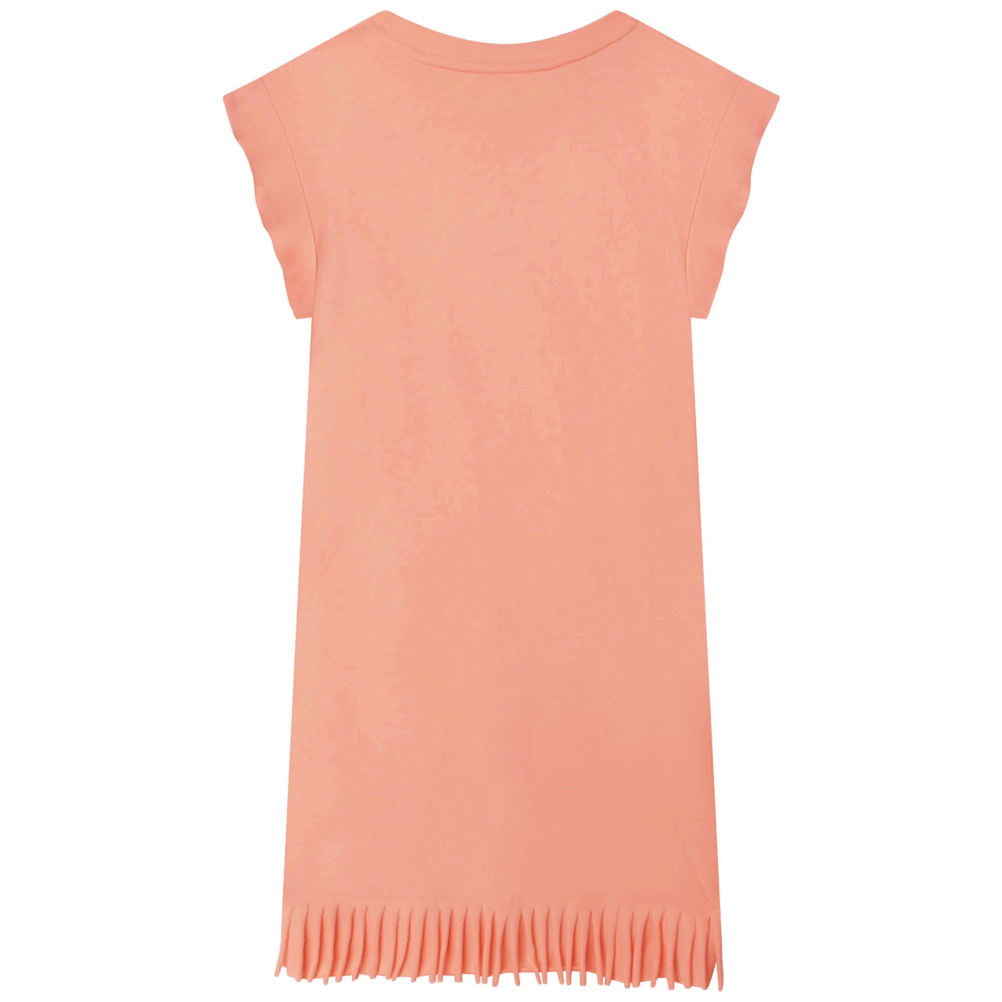 Girls Light Peach Logo Tassel Cotton Dress