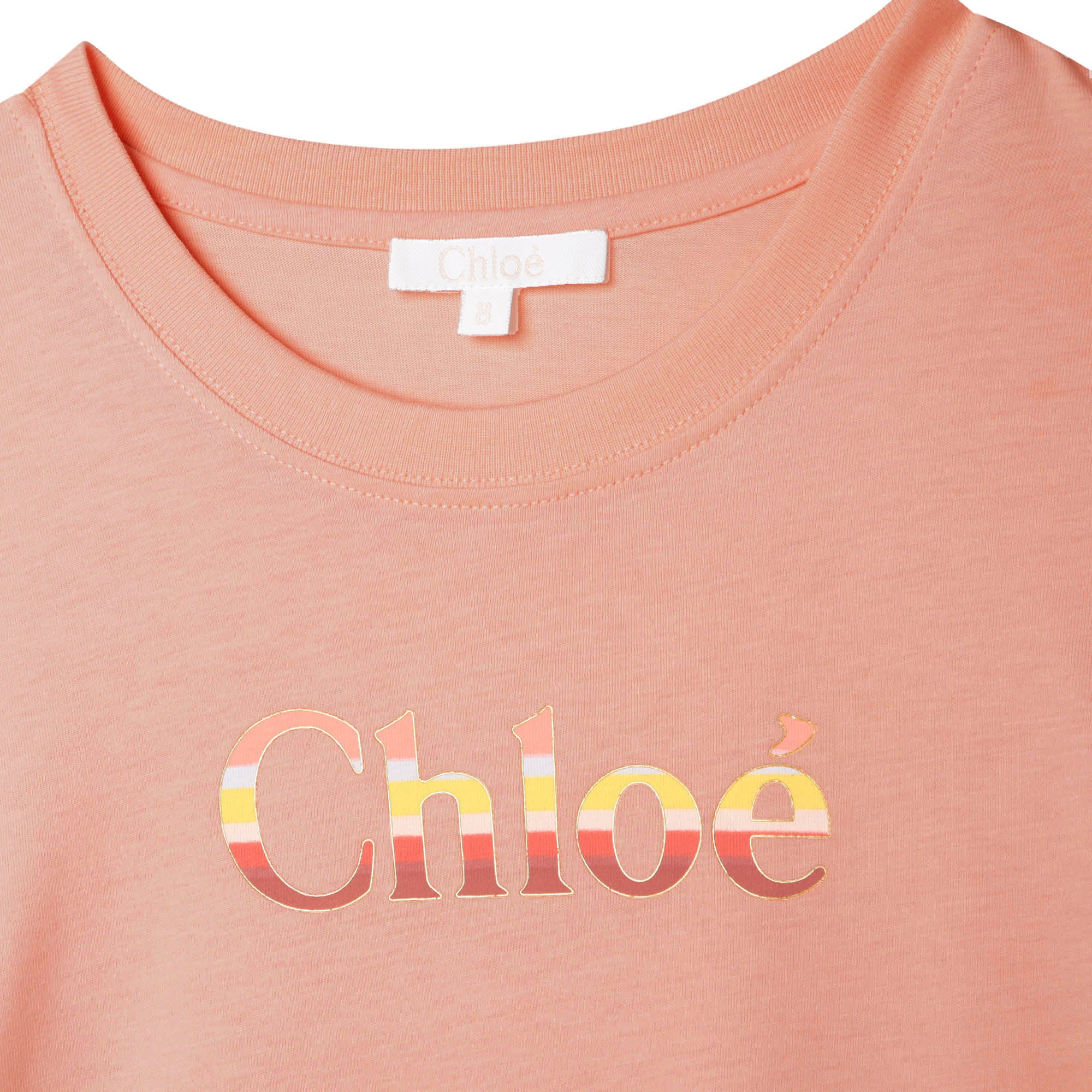 Girls Light Peach Logo Tassel Cotton Dress