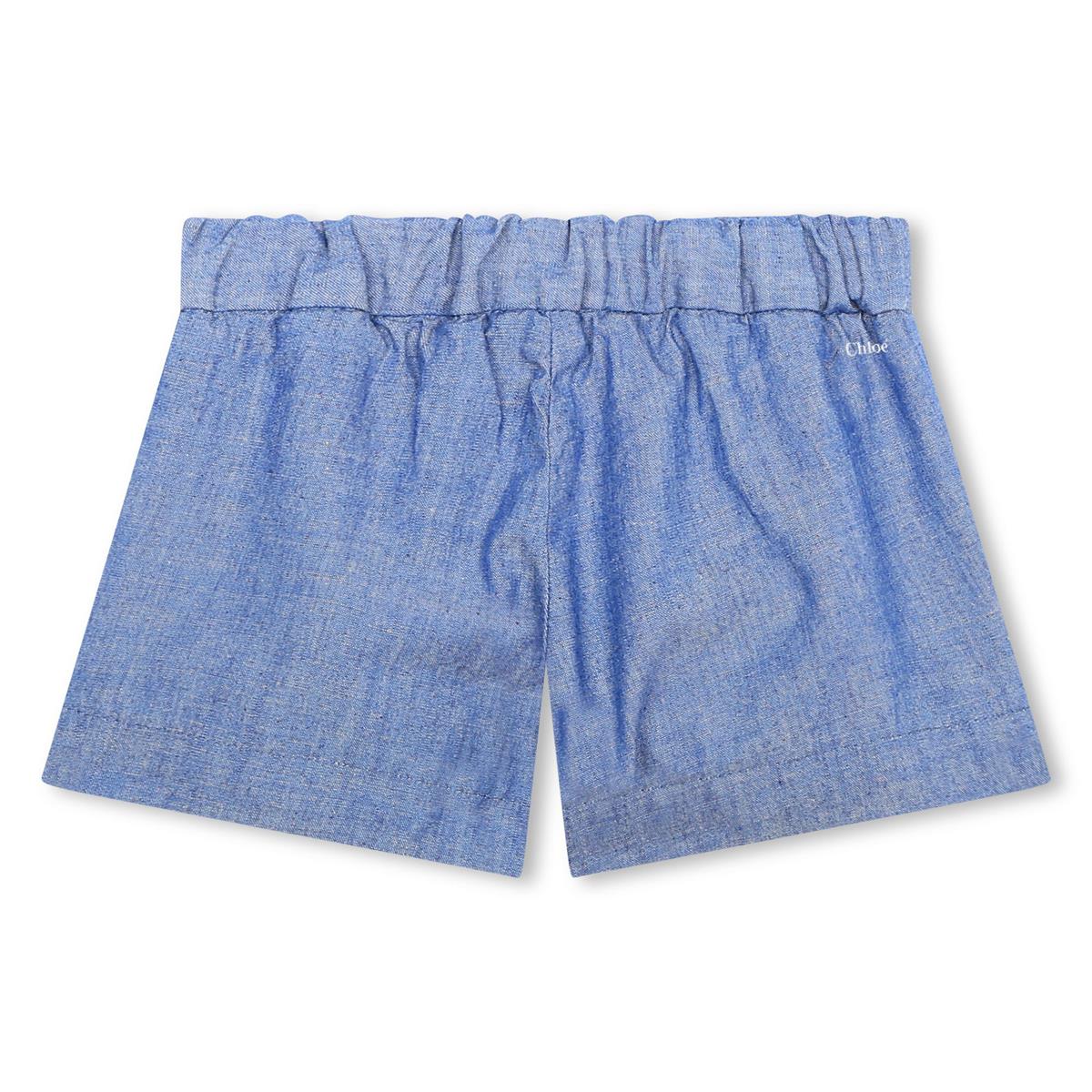 Baby Girls Blue Embroidered Shorts