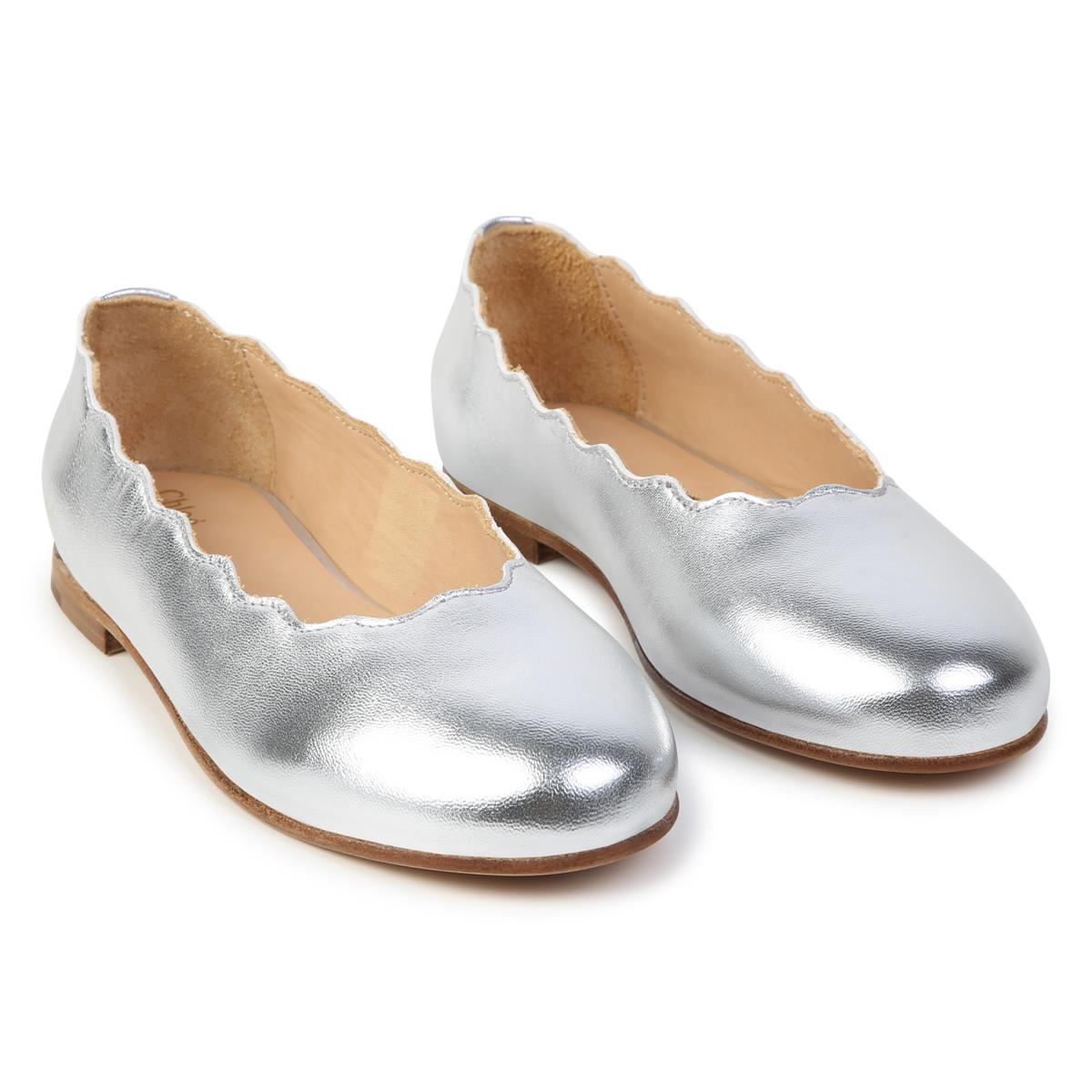 Girls Silver Flat Shoes