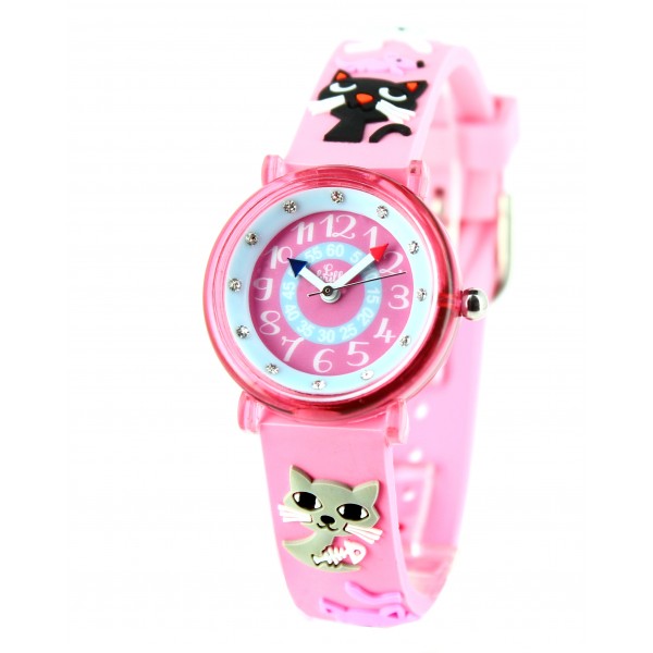 Girls Light Pink Cats Watch（6-9Y）