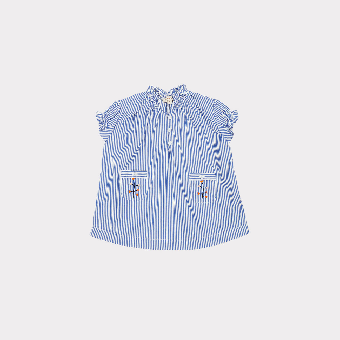 Robe en coton rayée bleue pour bébé fille