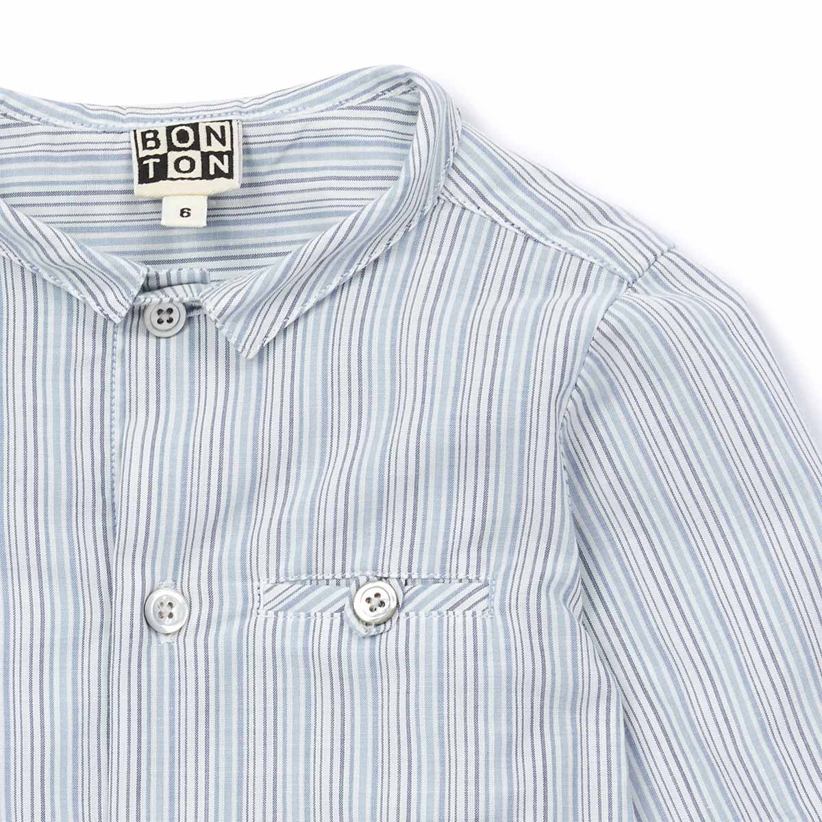 Baby Boys Light Blue Stripe Cotton Shirt