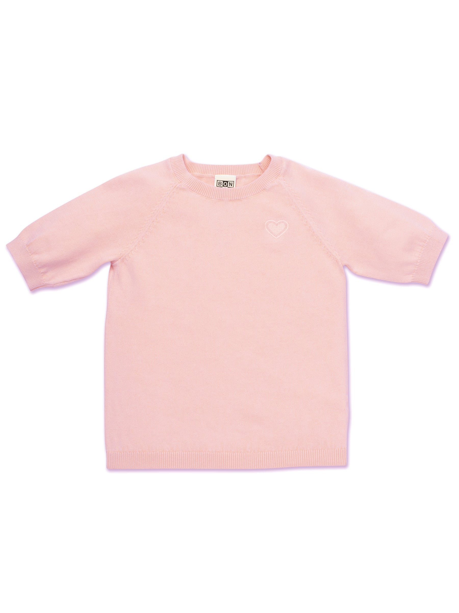 Pull rose à manches courtes pour fille